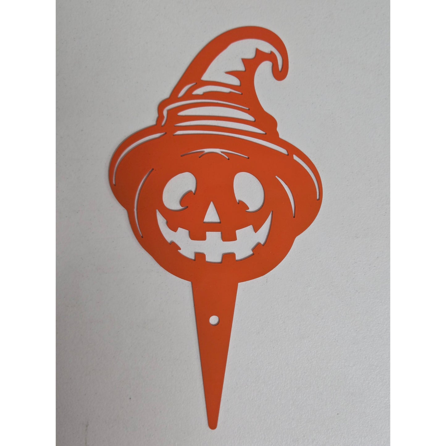 Smiling Jack-O'-Lantern with Witch Hat Garden Stake- Halloween Decor