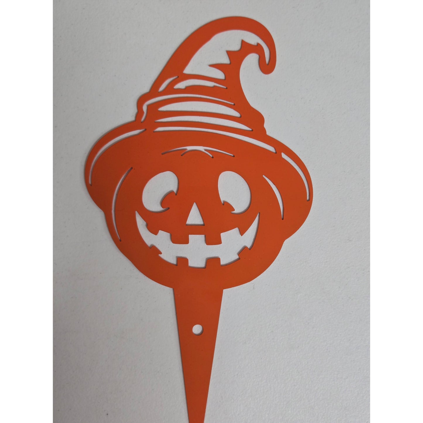 Smiling Jack-O'-Lantern with Witch Hat Garden Stake- Halloween Decor