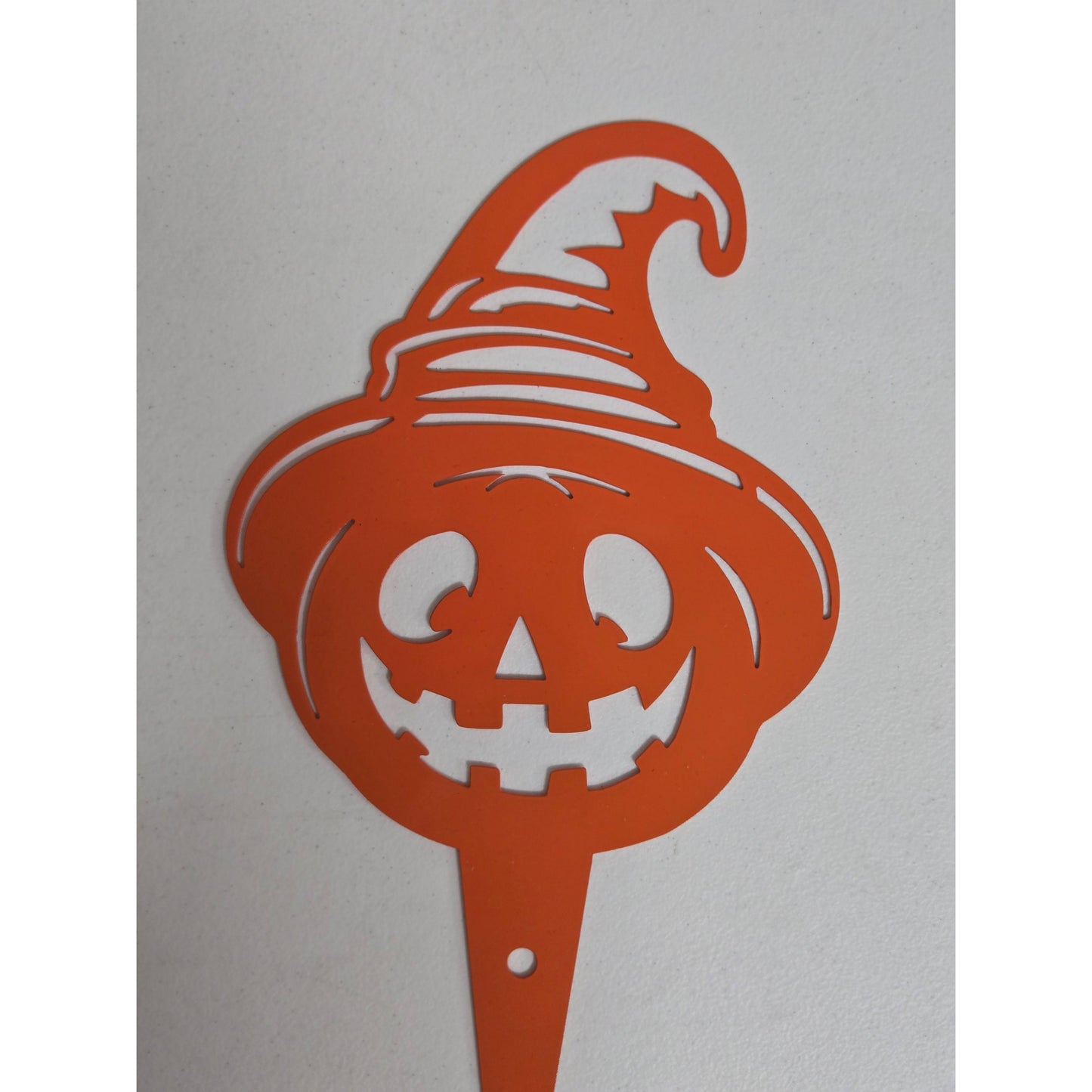 Smiling Jack-O'-Lantern with Witch Hat Garden Stake- Halloween Decor