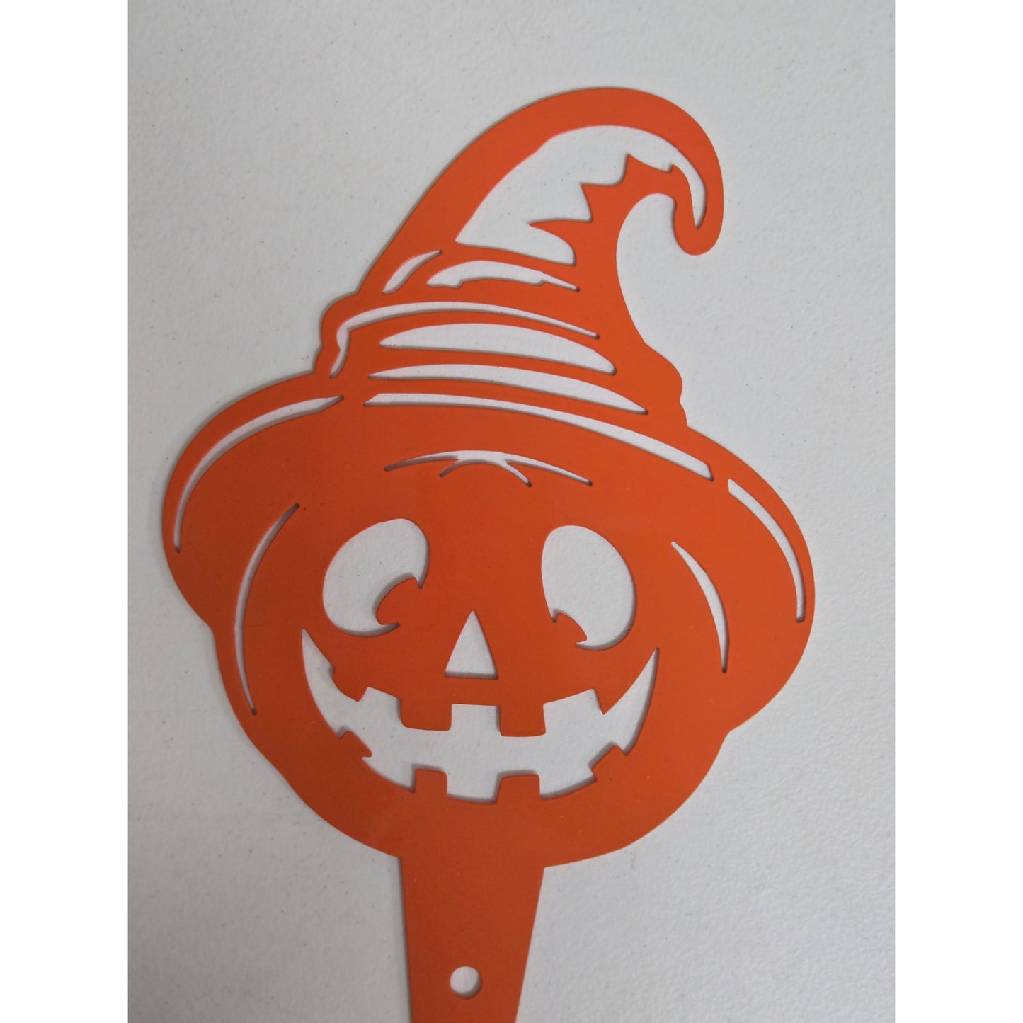 Smiling Jack-O'-Lantern with Witch Hat Garden Stake- Halloween Decor