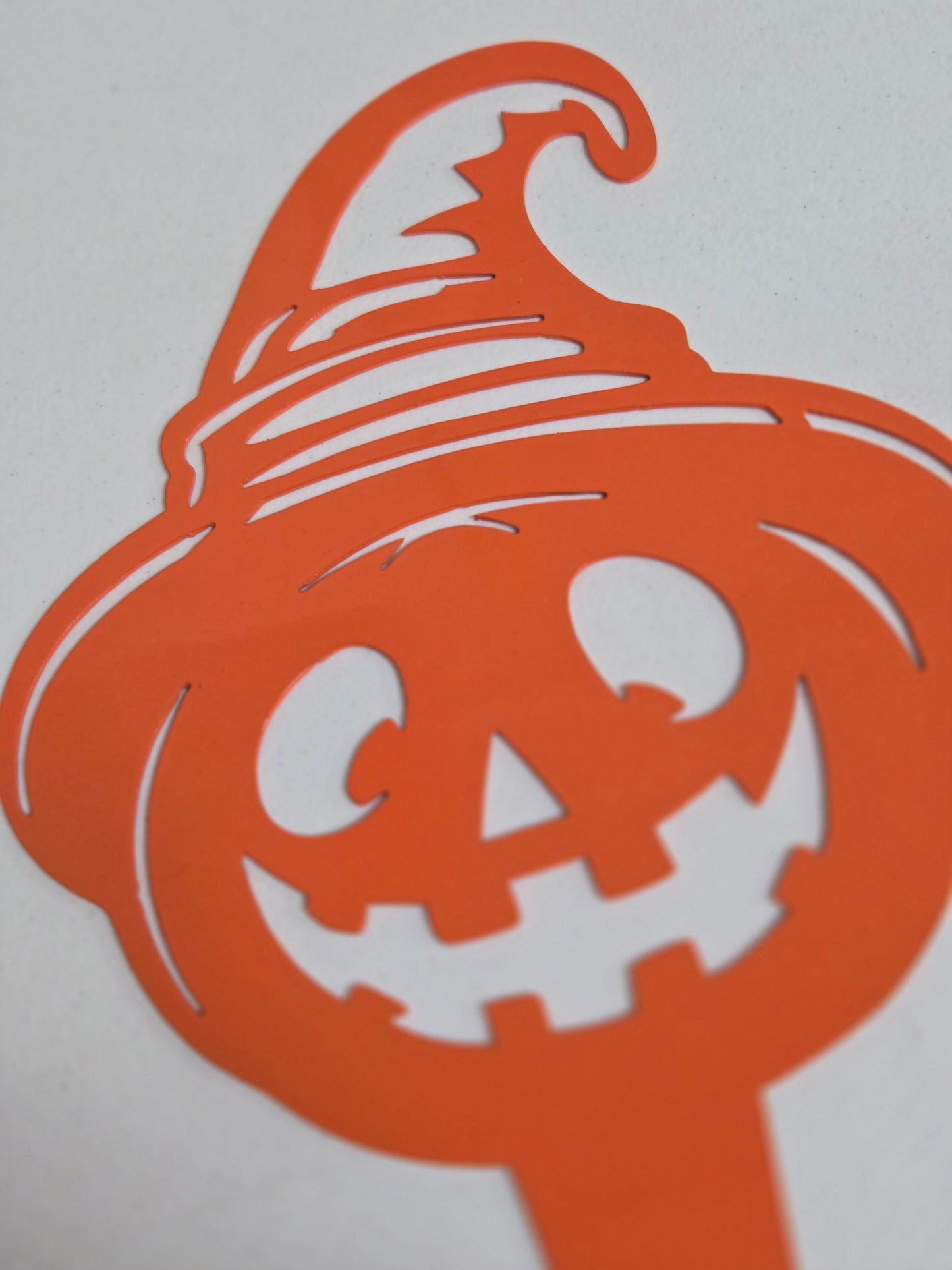 Smiling Jack-O'-Lantern with Witch Hat- Witchy Grin Pumpkin Garden Stake
