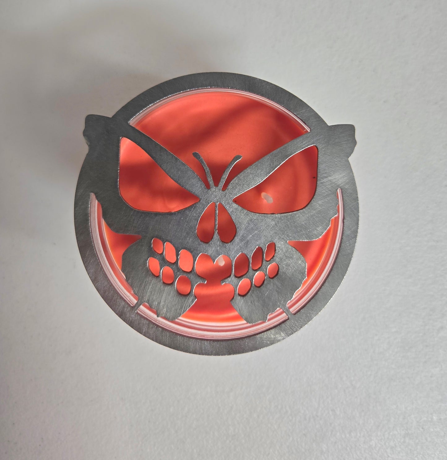 Butterfly Skull Candle Topper – Gothic Metal Lid