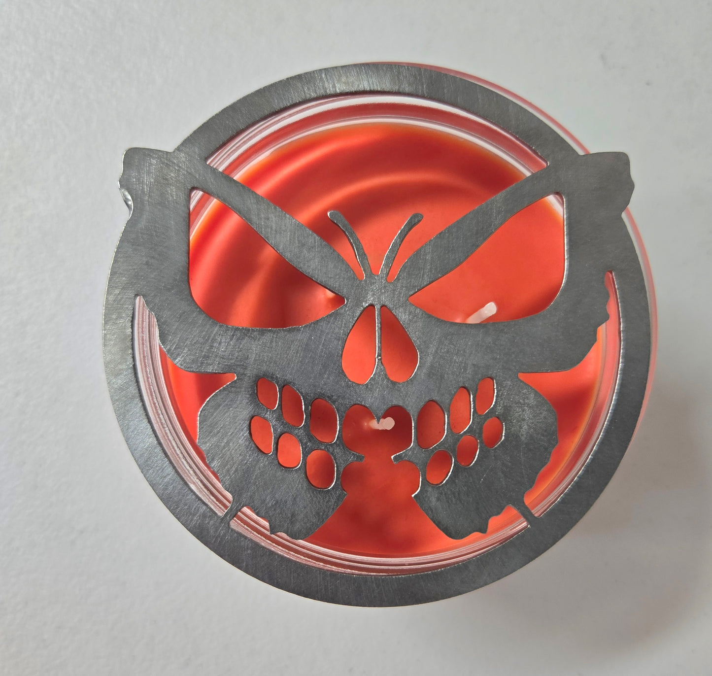 Butterfly Skull Candle Topper – Gothic Metal Lid