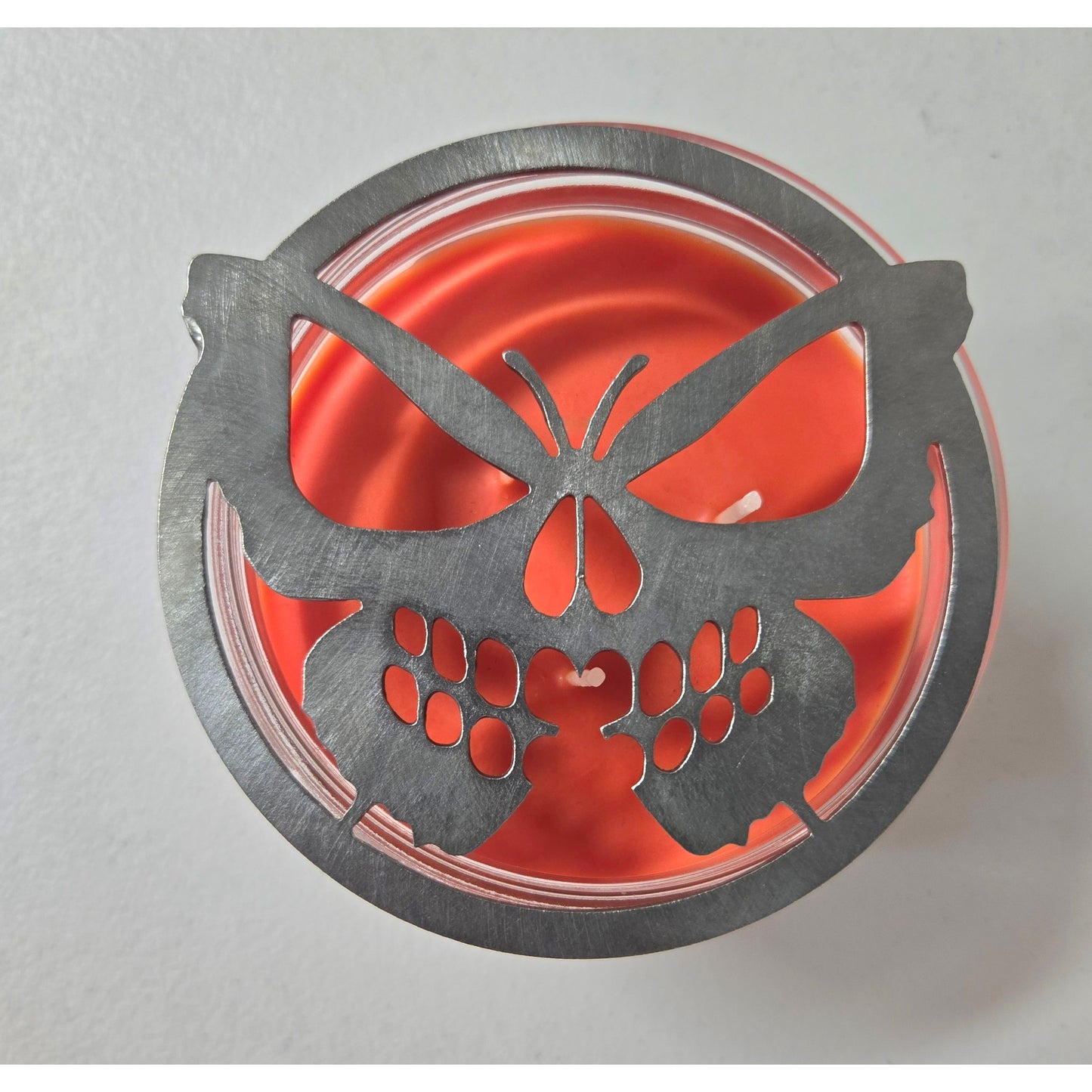 Butterfly Skull Candle Topper – Gothic Metal Jar Candle Lid & Unique Candle Accessory