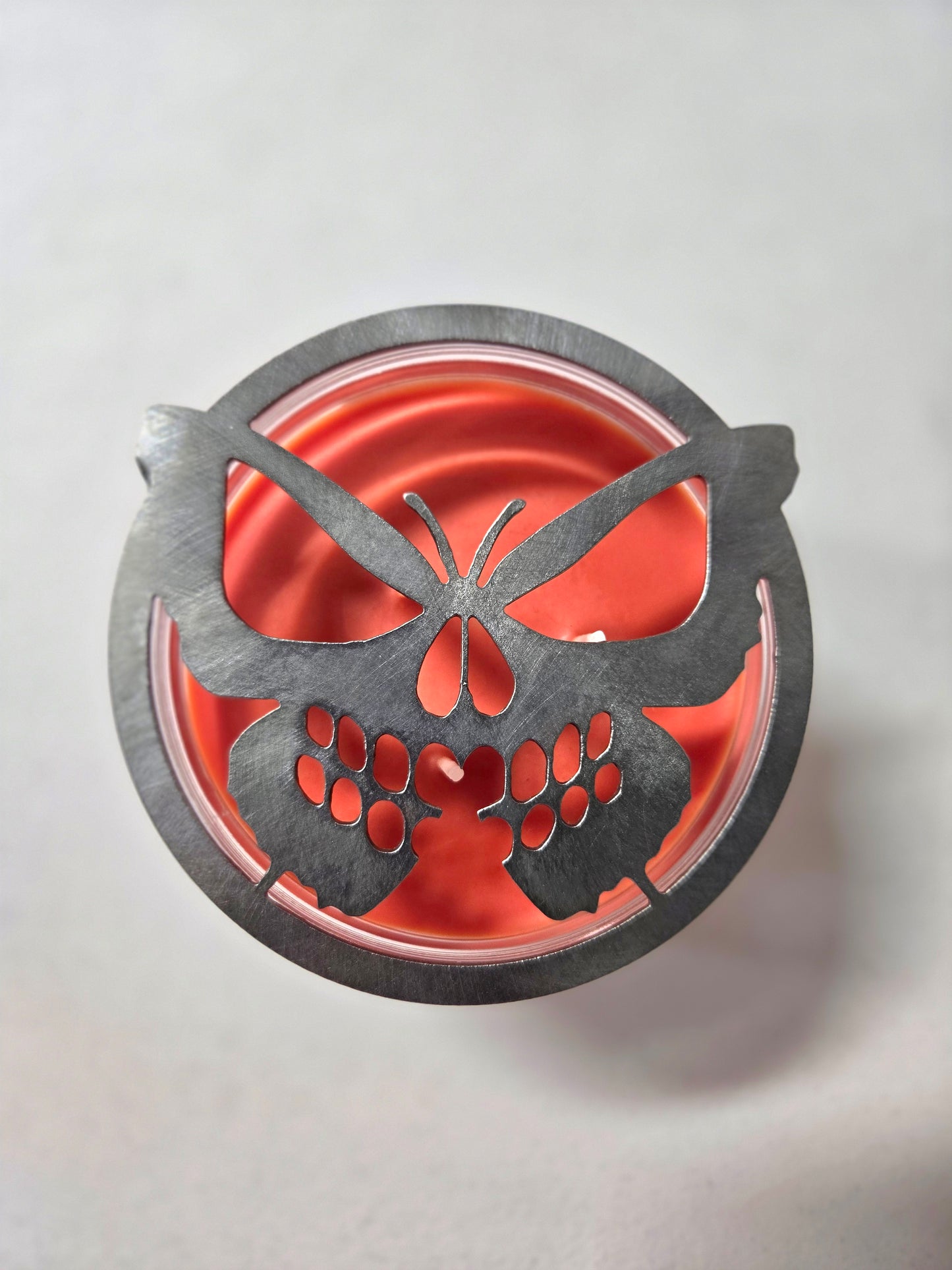 Butterfly Skull Candle Topper – Gothic Metal Lid