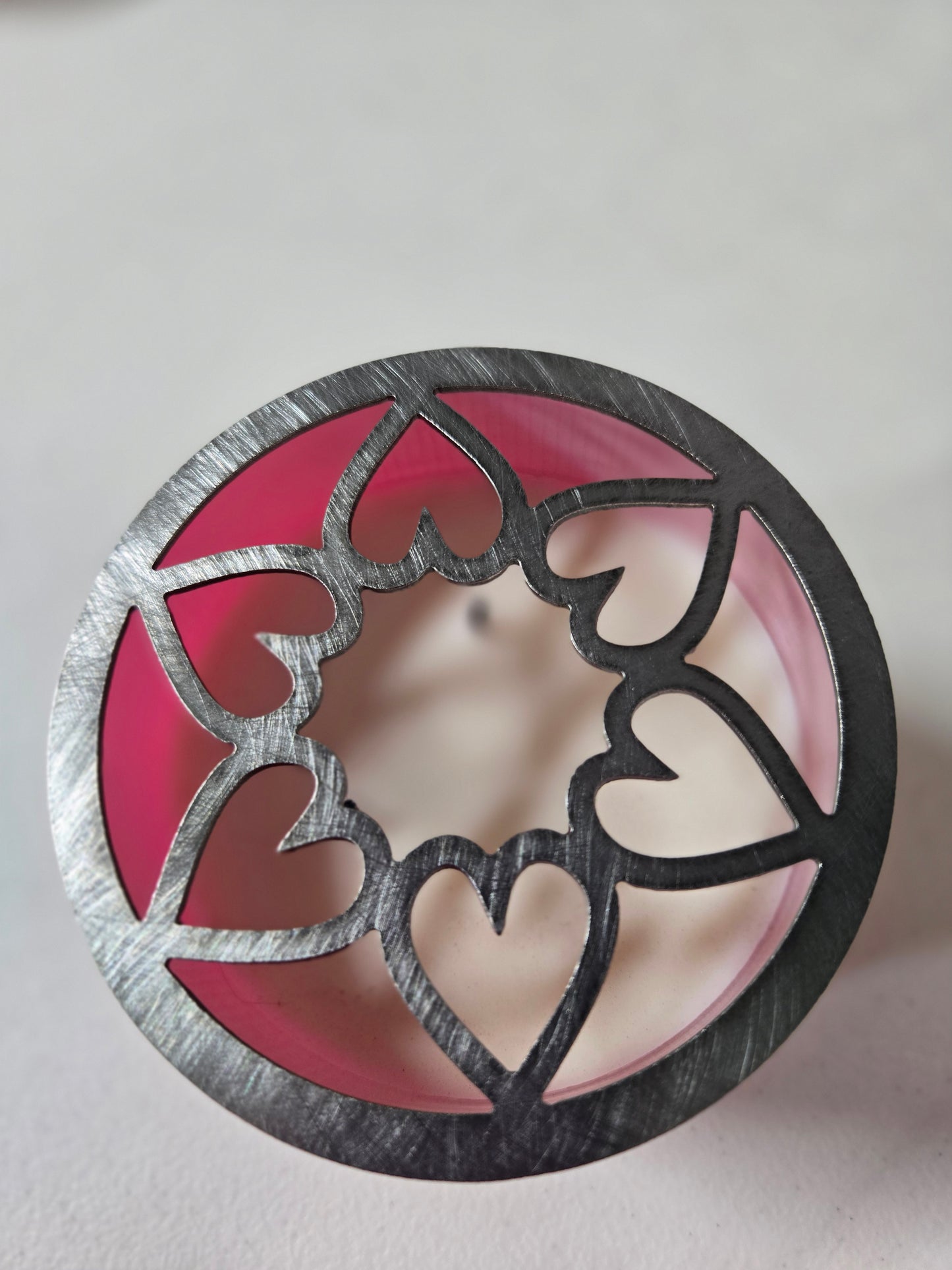Circle of Hearts Candle Topper – Raw Metal or Black Ceramic