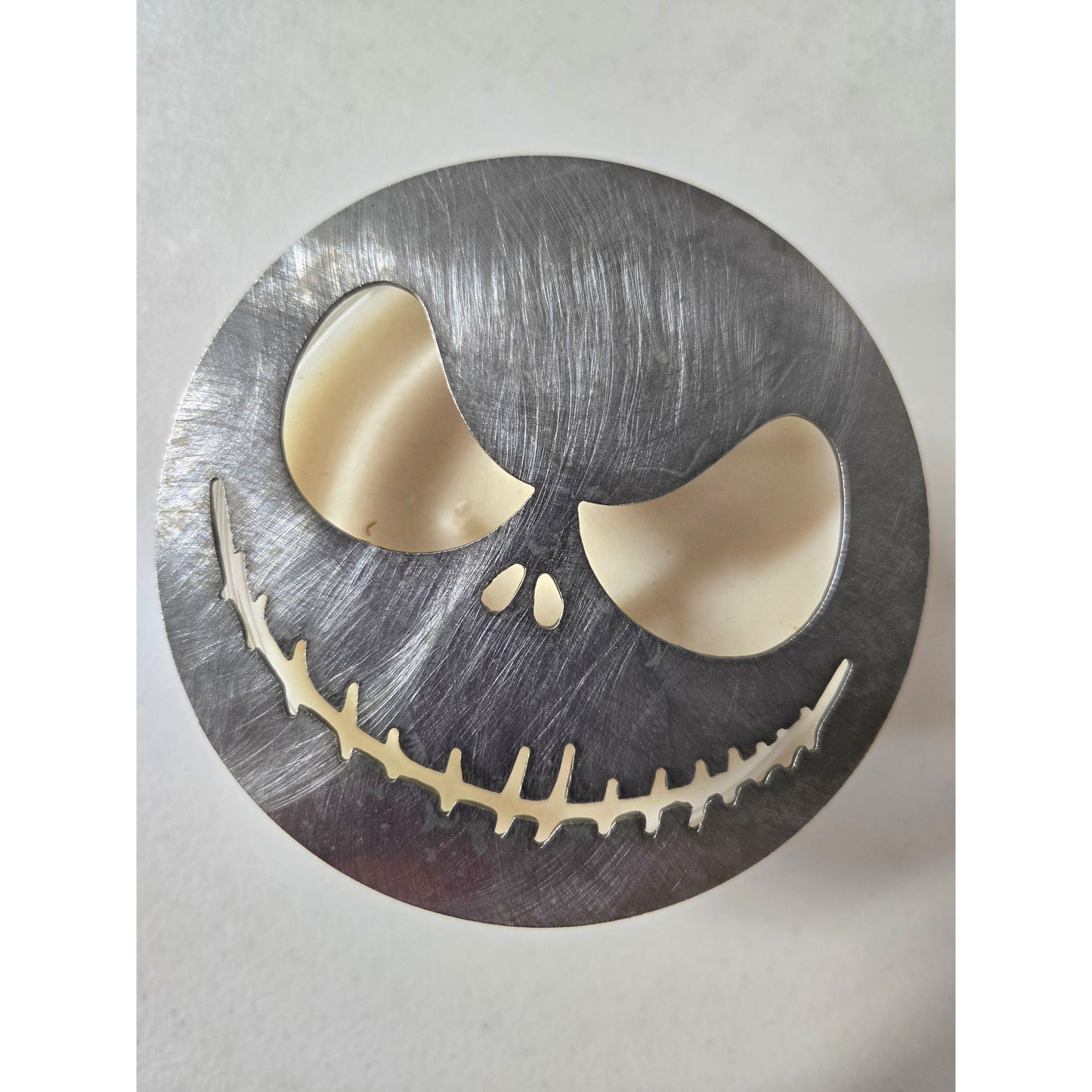 Jack-Inspired Candle Topper – Decorative Metal Jar Candle Lid & Halloween Candle Accessory