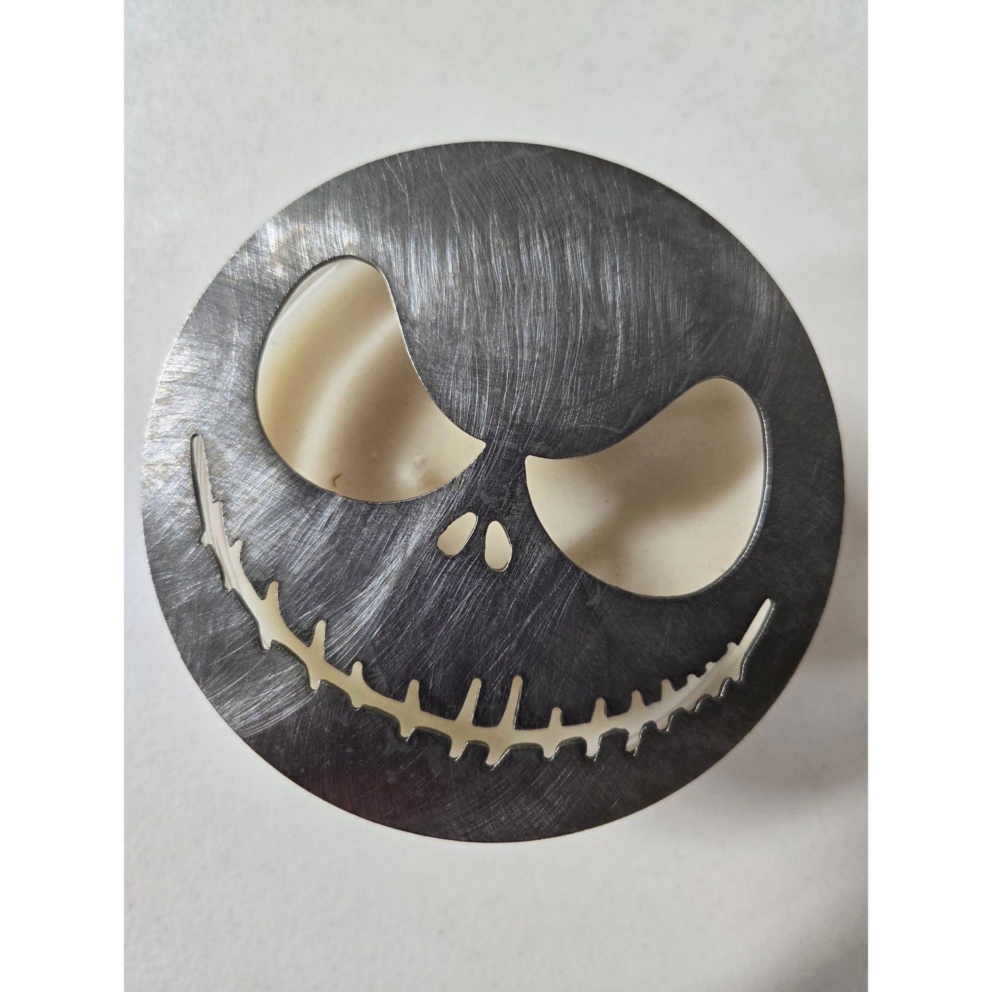 Jack-Inspired Candle Topper – Decorative Metal Jar Candle Lid & Halloween Candle Accessory