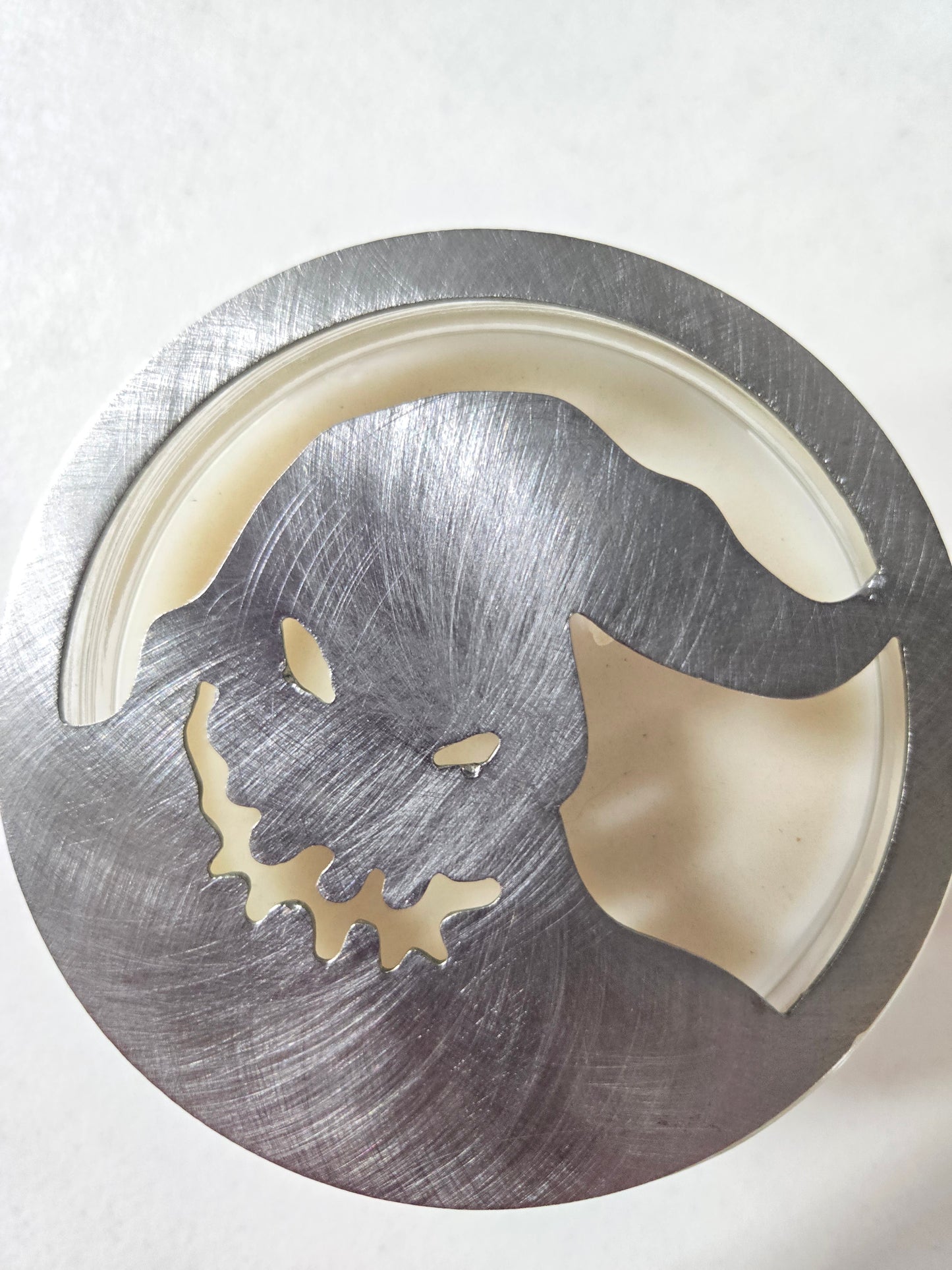 Oogie Boogie-Inspired Candle Topper – Raw Metal & Black Ceramic