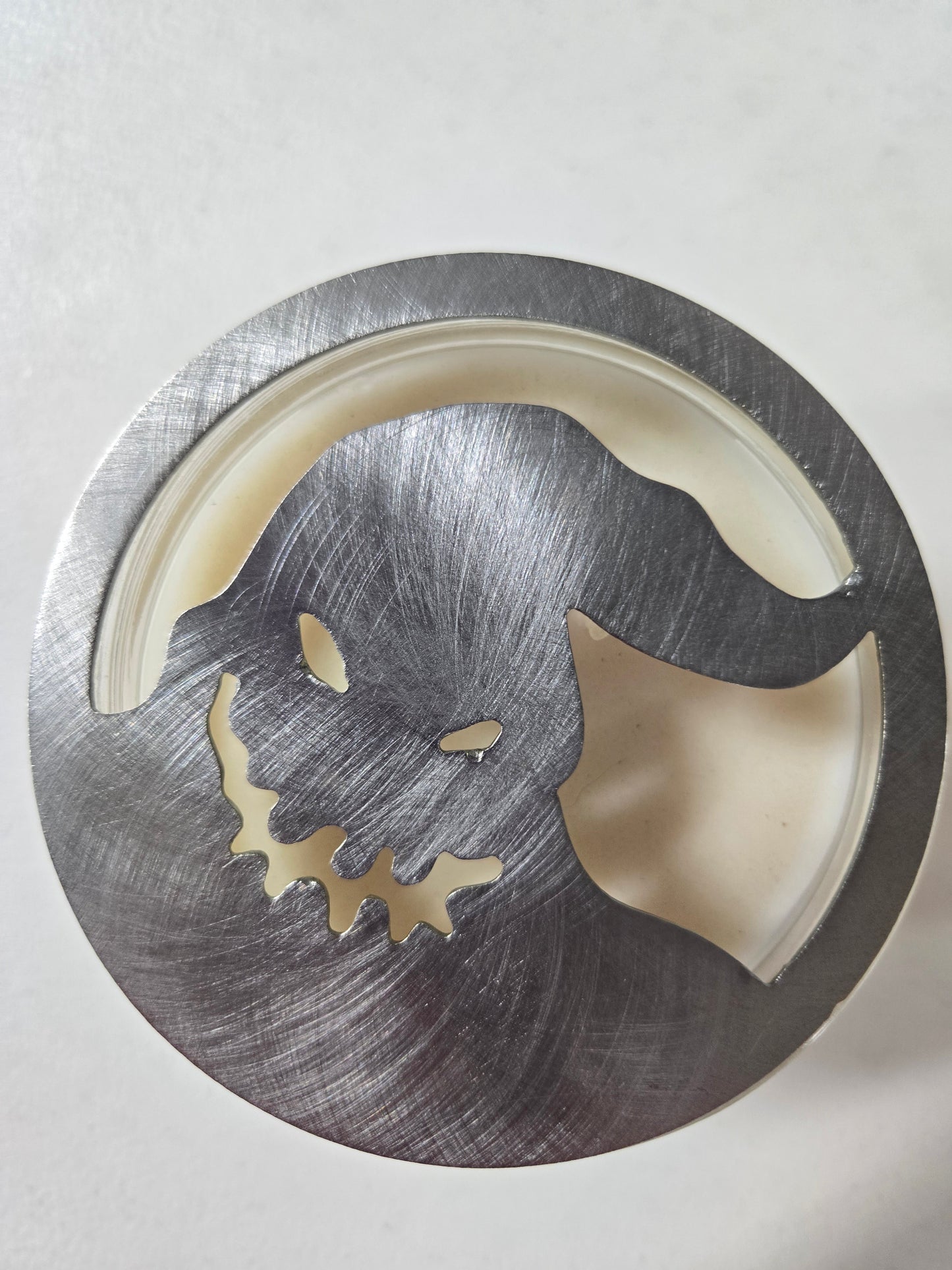 Oogie Boogie-Inspired Candle Topper – Raw Metal & Black Ceramic