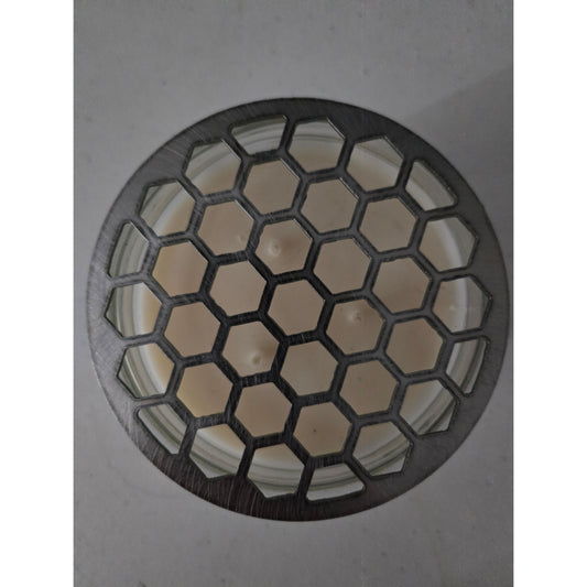 Decorative Honeycomb Metal Candle Topper – Geometric, Hexagon shapes, Farmhouse & Nature-Inspired Candle Décor