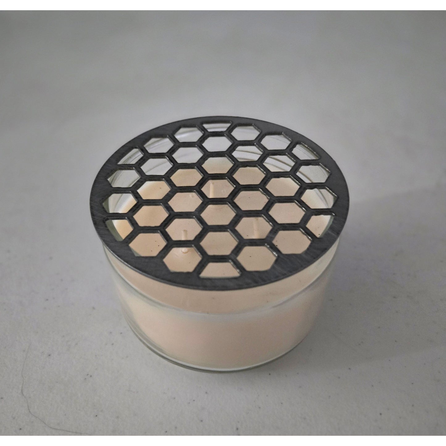 Decorative Honeycomb Metal Candle Topper – Geometric, Hexagon shapes, Farmhouse & Nature-Inspired Candle Décor