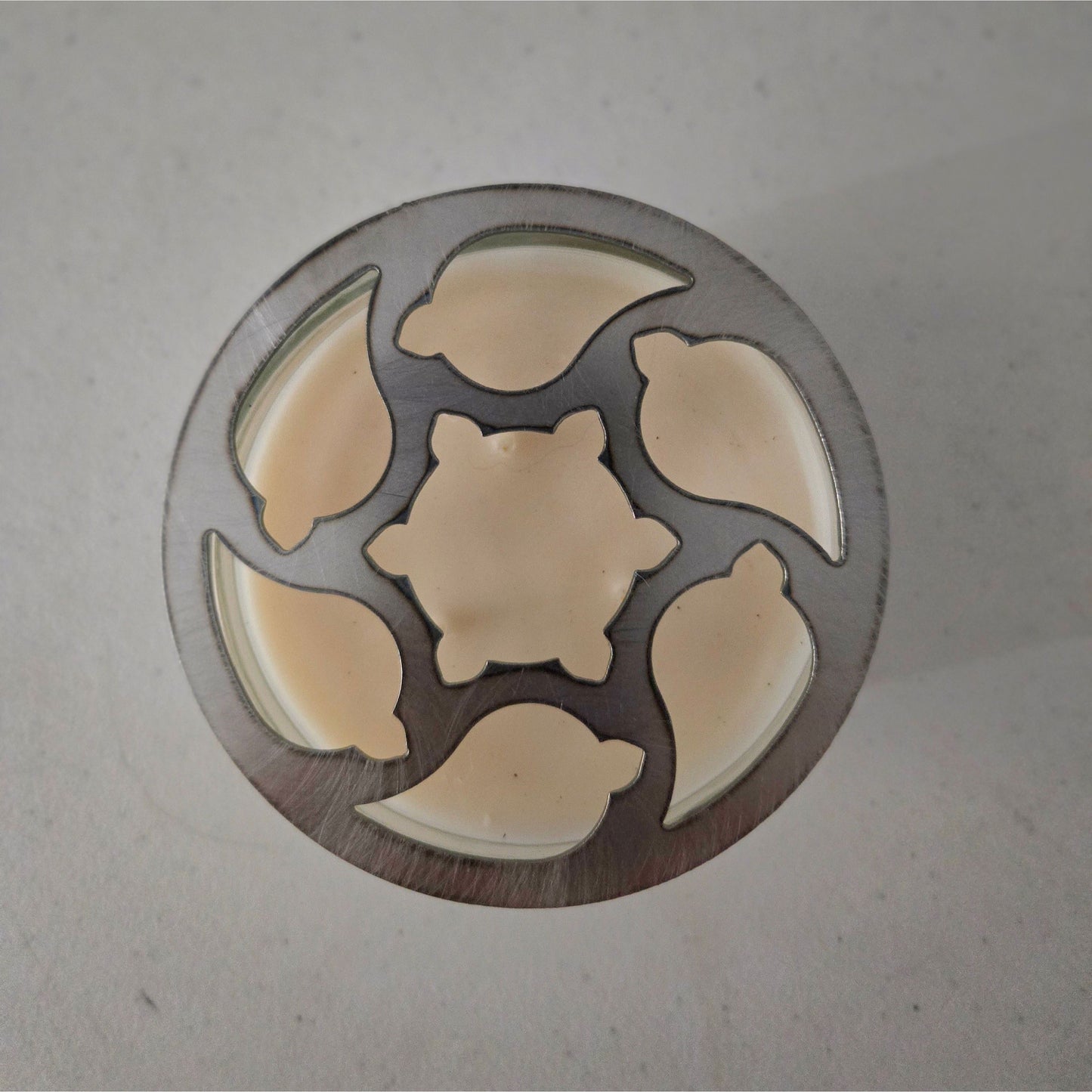 Coastal Leaf Metal Candle Topper | Nautical Ocean Jar Candle Lid