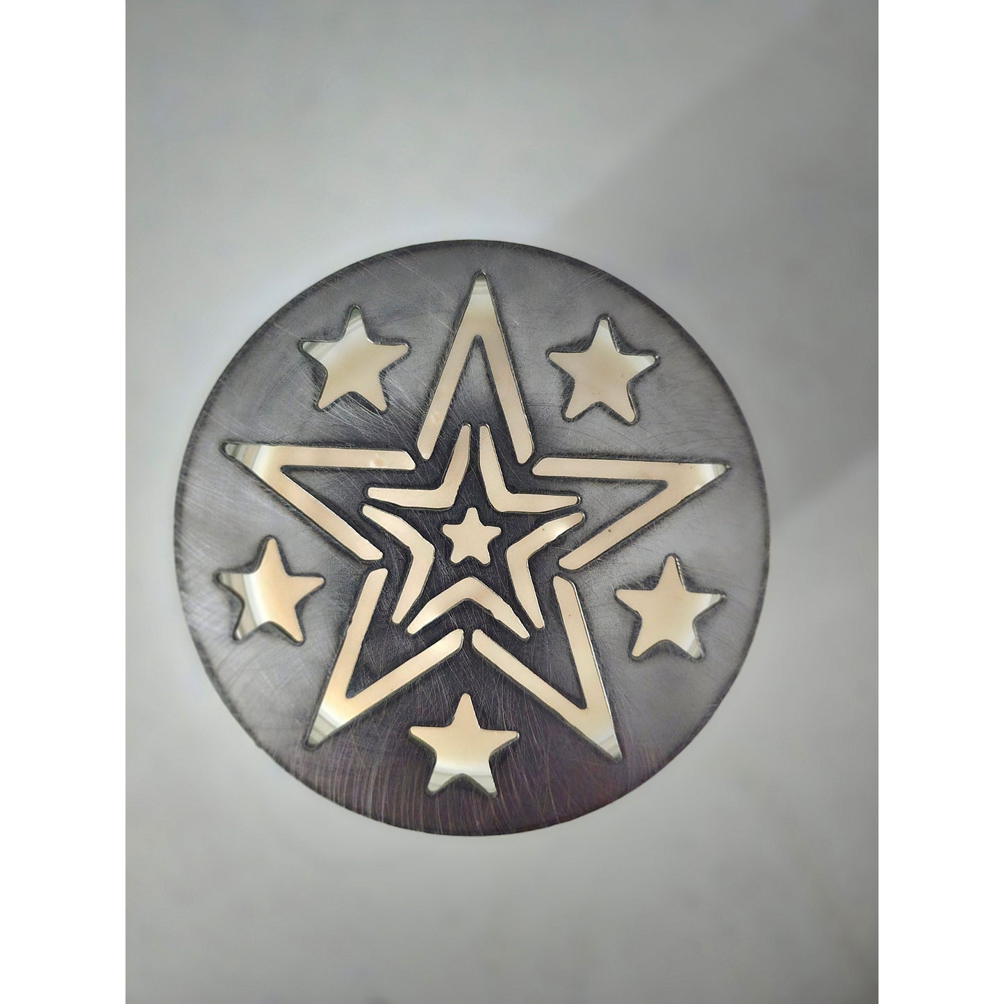 Rustic Star Candle Topper – Metal Jar Candle Lid with Layered Stars – Farmhouse, Country, and Western Candle Décor
