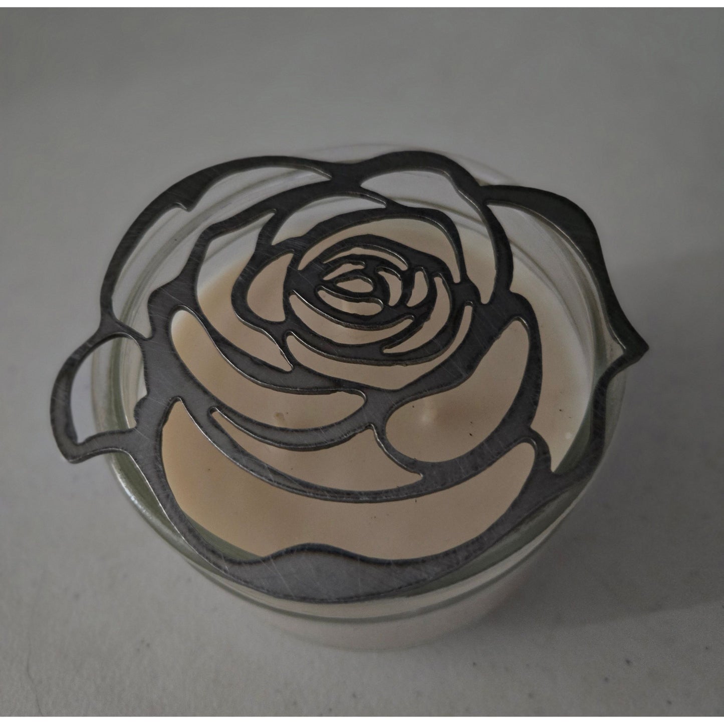 Ember Rose Candle Topper – Floral Metal Decorative Lid