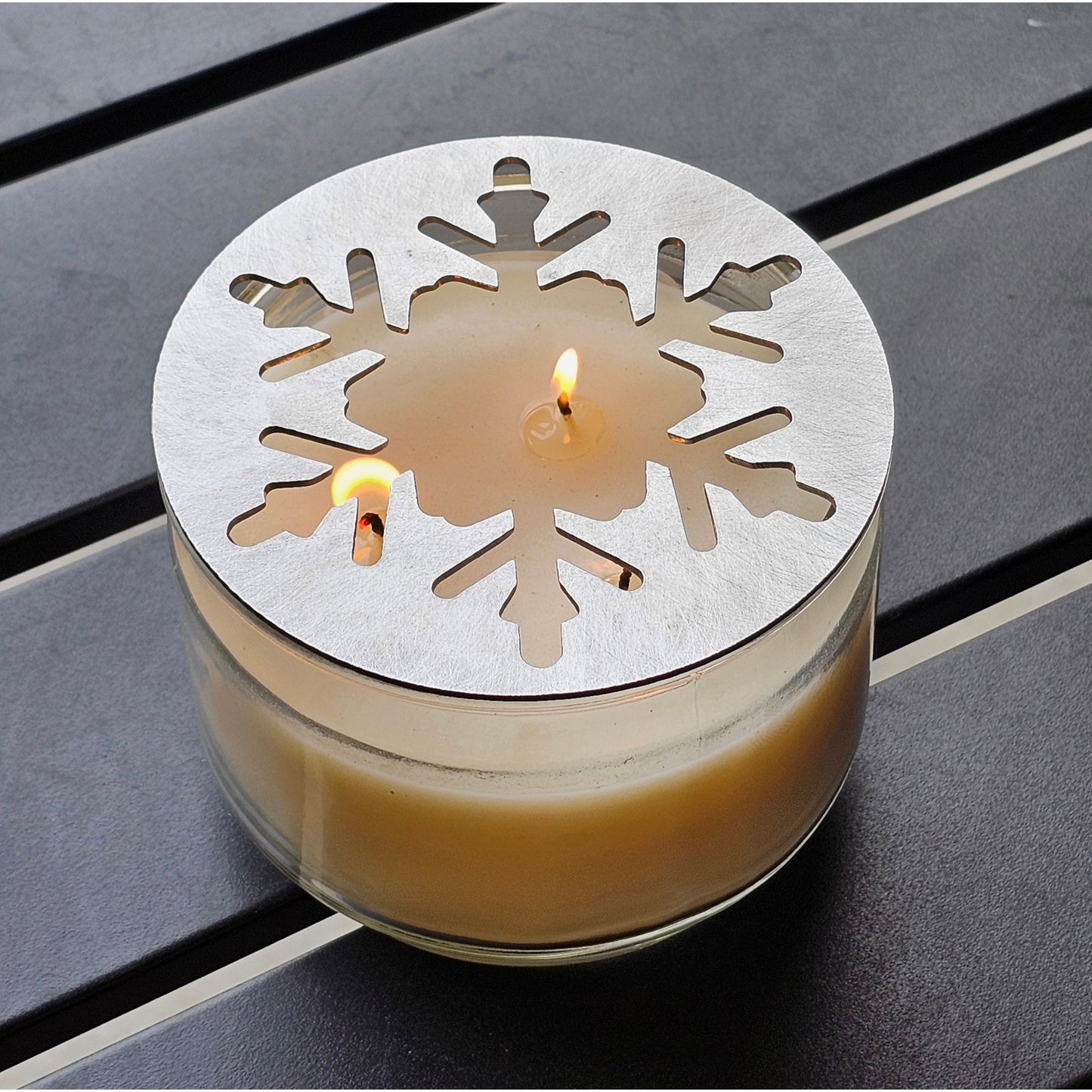 Polar Snowflake Candle Topper -Decorative Holiday Candle Accessory