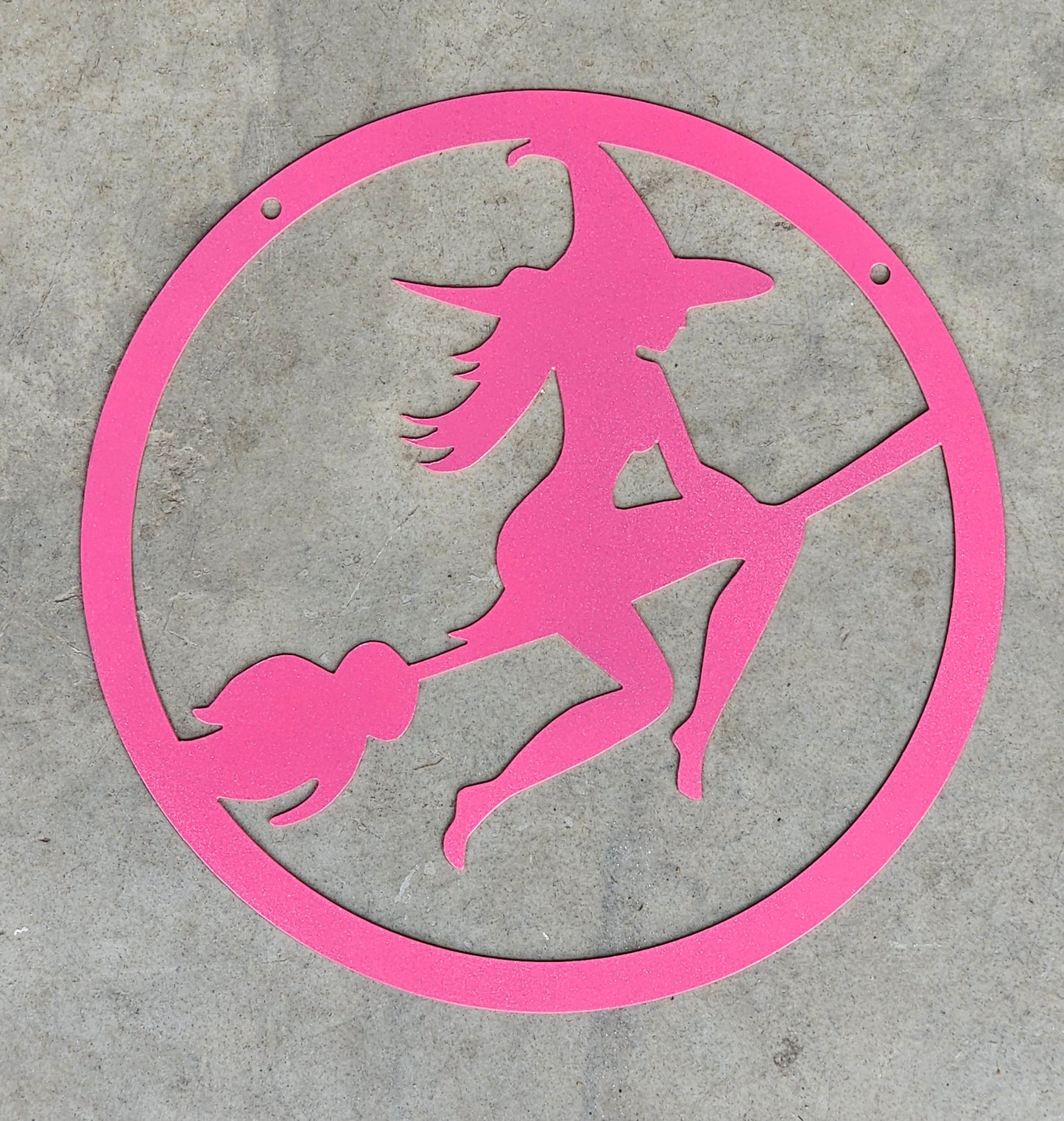 Flying Witch Metal Wall Sign – Halloween Broomstick Silhouette Décor