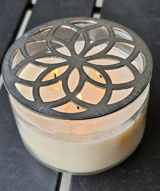 Sacred Geometry Candle Topper Lid – Lotus Mandala Design