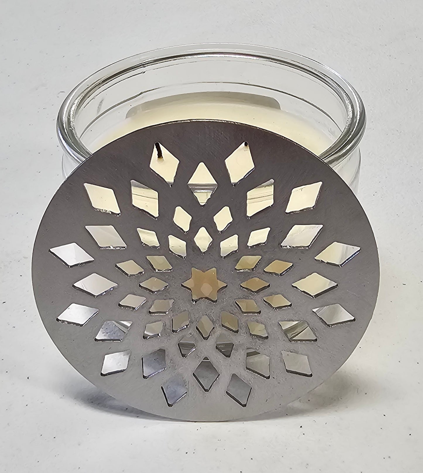 Starburst Candle Topper – Metal Jar Candle Lid Cover, Decorative Candle Accessory