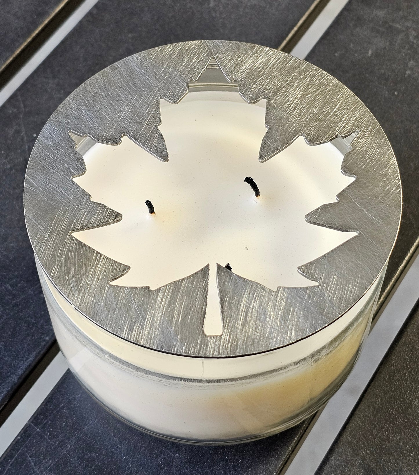 Maple Leaf Candle Topper – Metal Autumn Jar Candle Lid | Fall Candle Accessory | Maple Leaf Decor