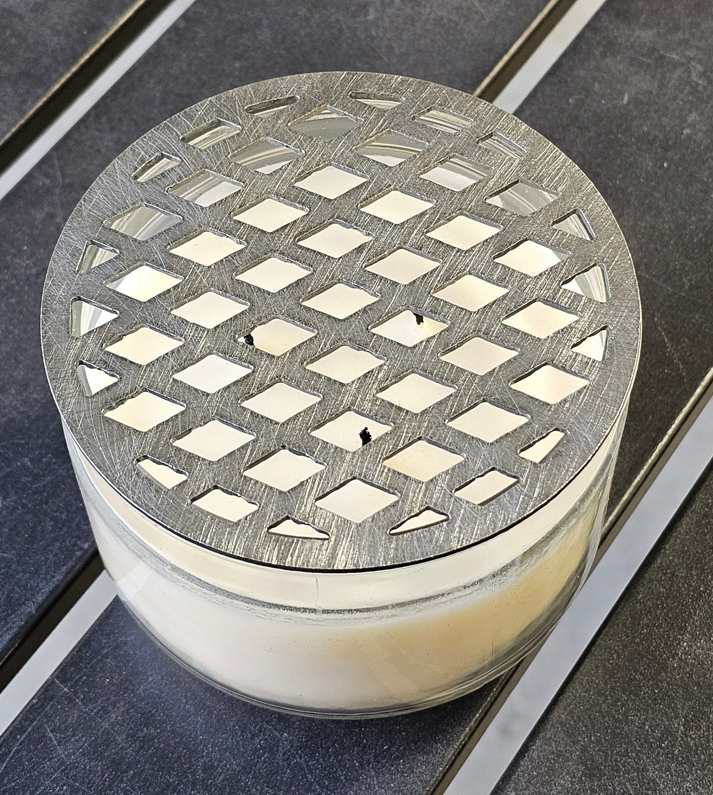 Diamond Lattice Metal Candle Topper – Geometric Jar Candle Accessory
