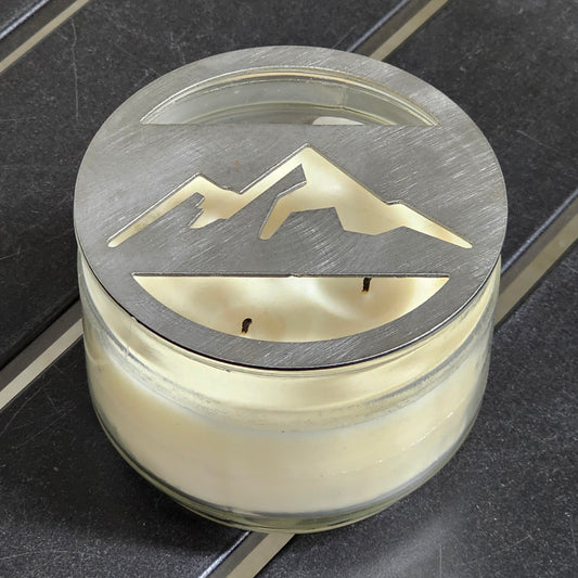 Rustic mountain candle accessory for cabin decor