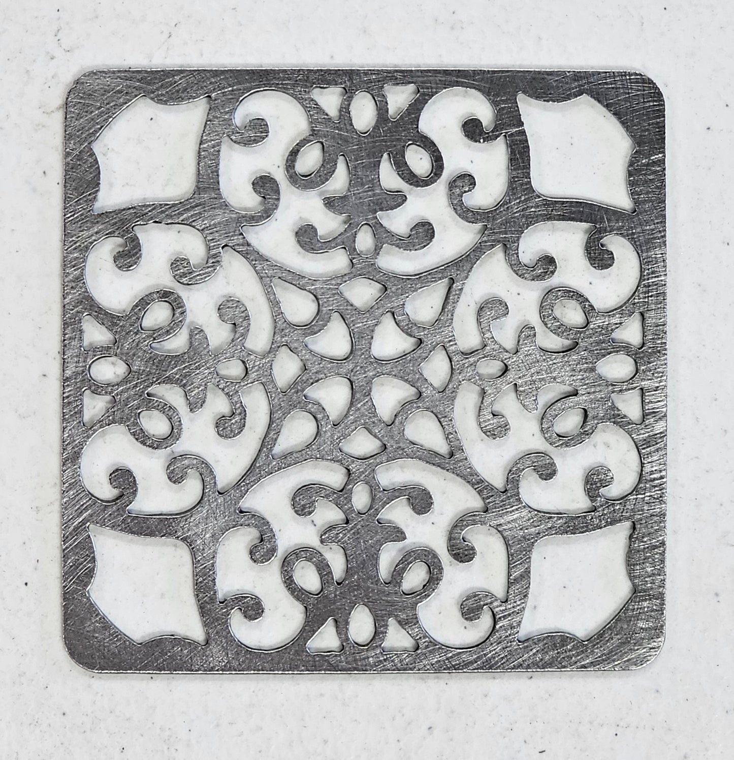 square baroque candle topper ornate filigree metal design
