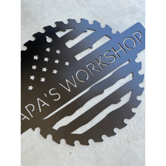 Papa's, Grandpas & Custom Workshop Metal Sign 12" Custom Options