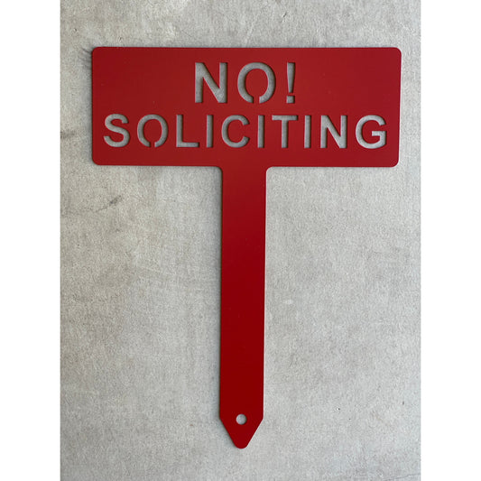 No Soliciting Lawn Sign Metal - 10.5"x 14"– Modern Outdoor Door Sign