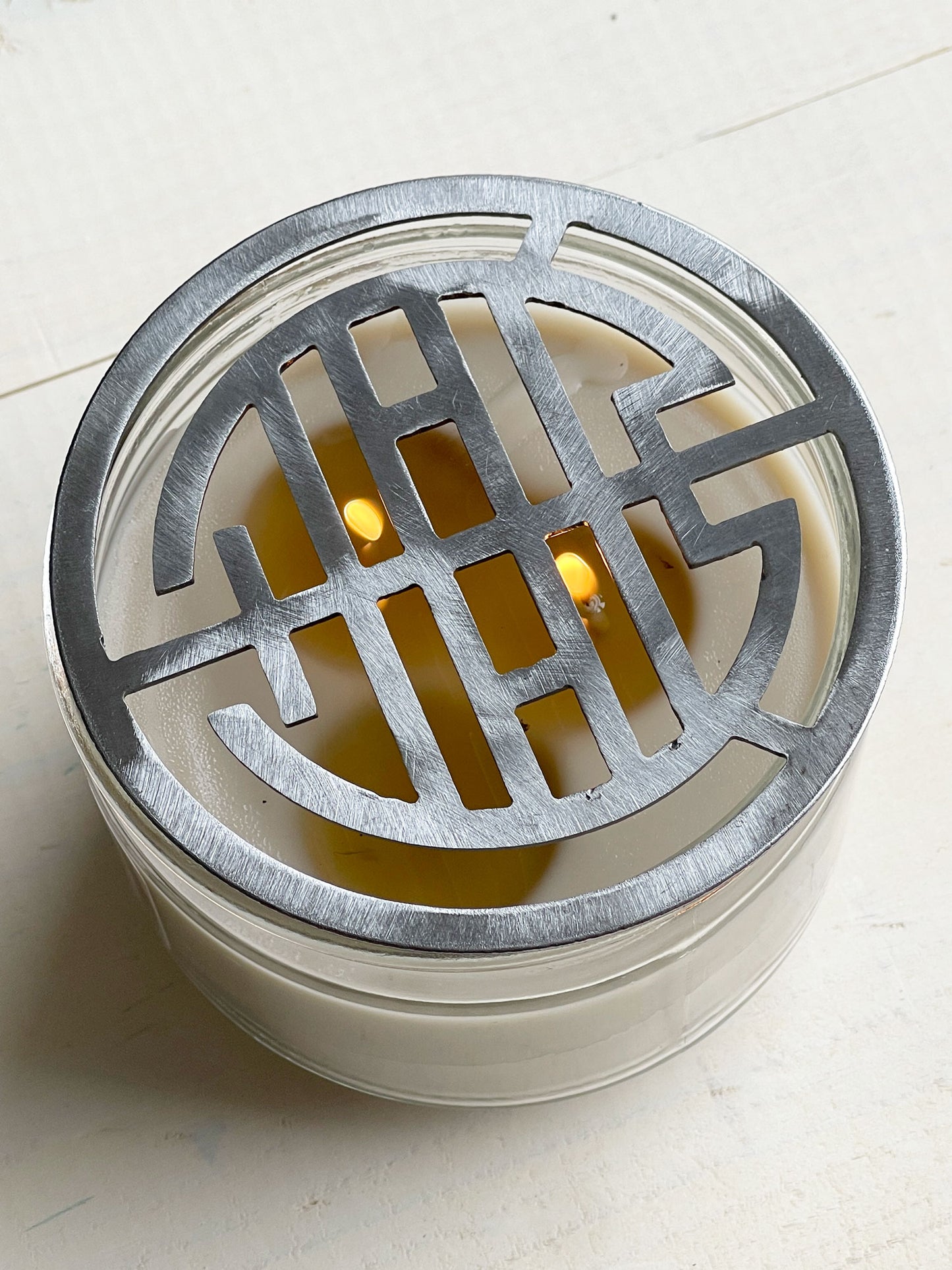 Metal Candle Topper - Abstract Pattern - 4"