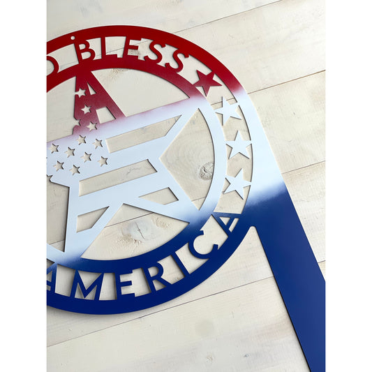 God Bless America Metal Lawn Sign – Patriotic Garden & Yard Decor