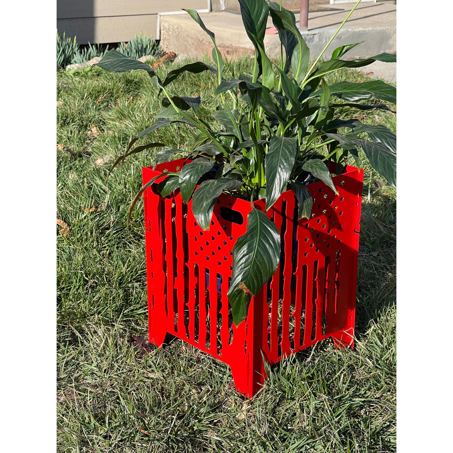 Metal Plant Stand Indoor Outdoor | Collapsible Adjustable Height 9x9x10 | Foldable Plant Holder
