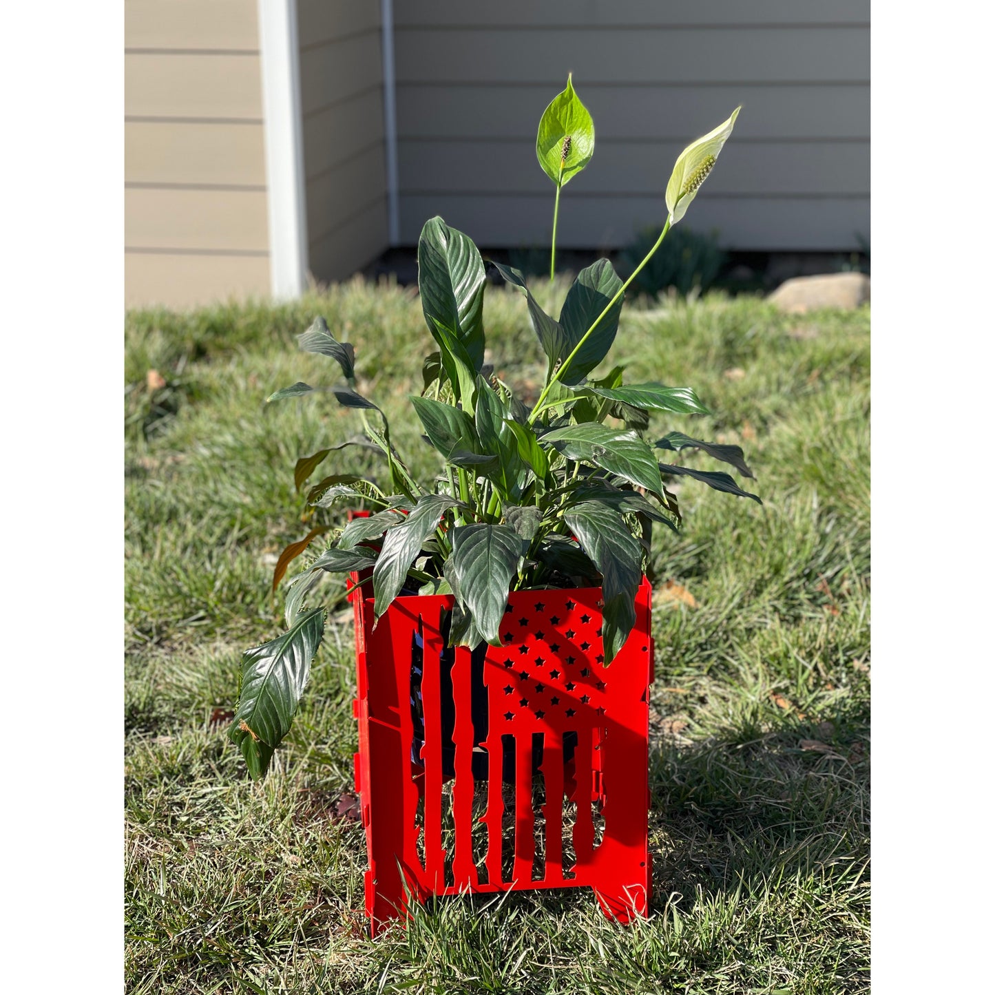 Collapsible Metal Plant Stand | 10 1/2"x10 1/2"x12" high – Adjustable Height, Foldable Indoor & Outdoor Plant Holder