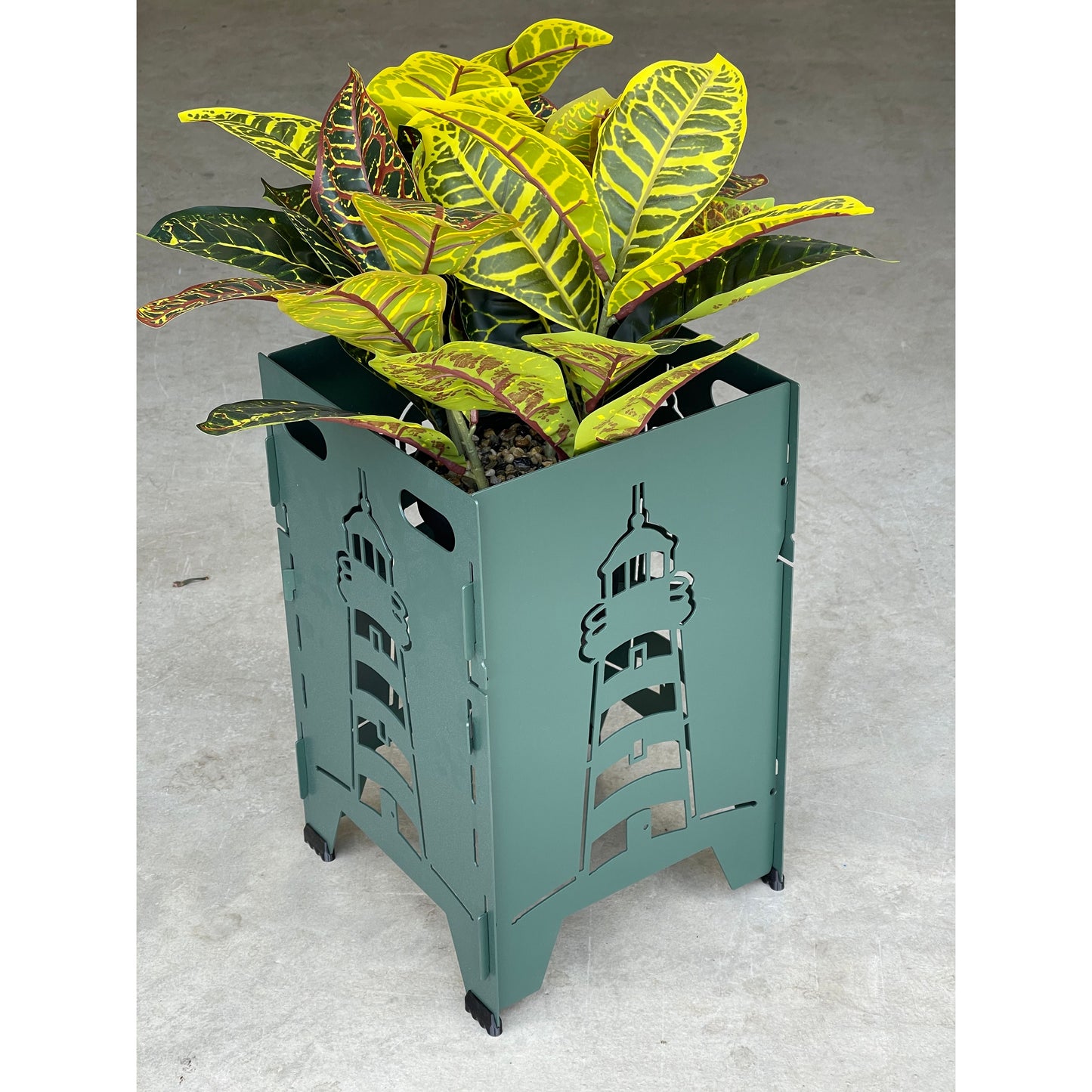 Collapsible Metal Plant Stand | 10 1/2"x10 1/2"x12" high – Adjustable Height, Foldable Indoor & Outdoor Plant Holder