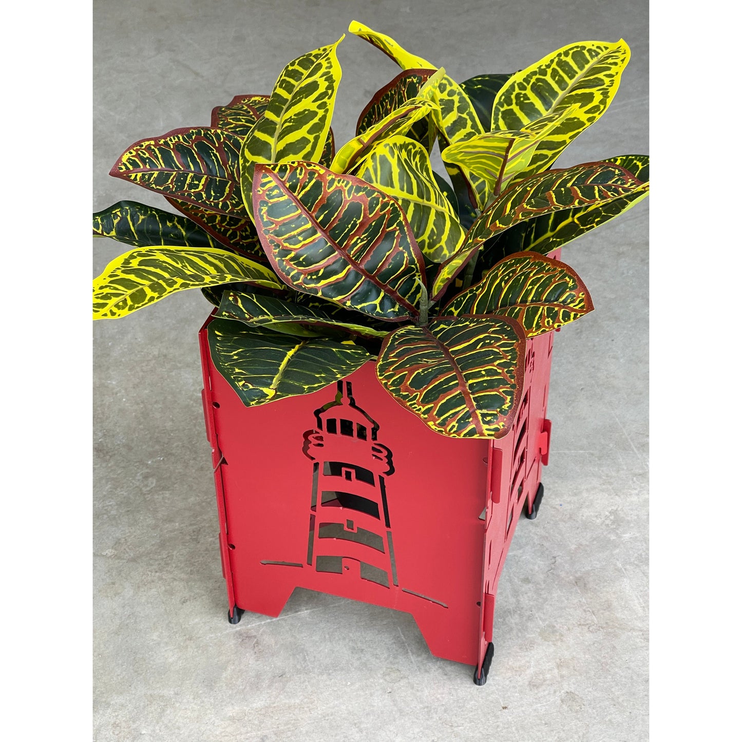 Collapsible Metal Plant Stand | 10 1/2"x10 1/2"x12" high – Adjustable Height, Foldable Indoor & Outdoor Plant Holder