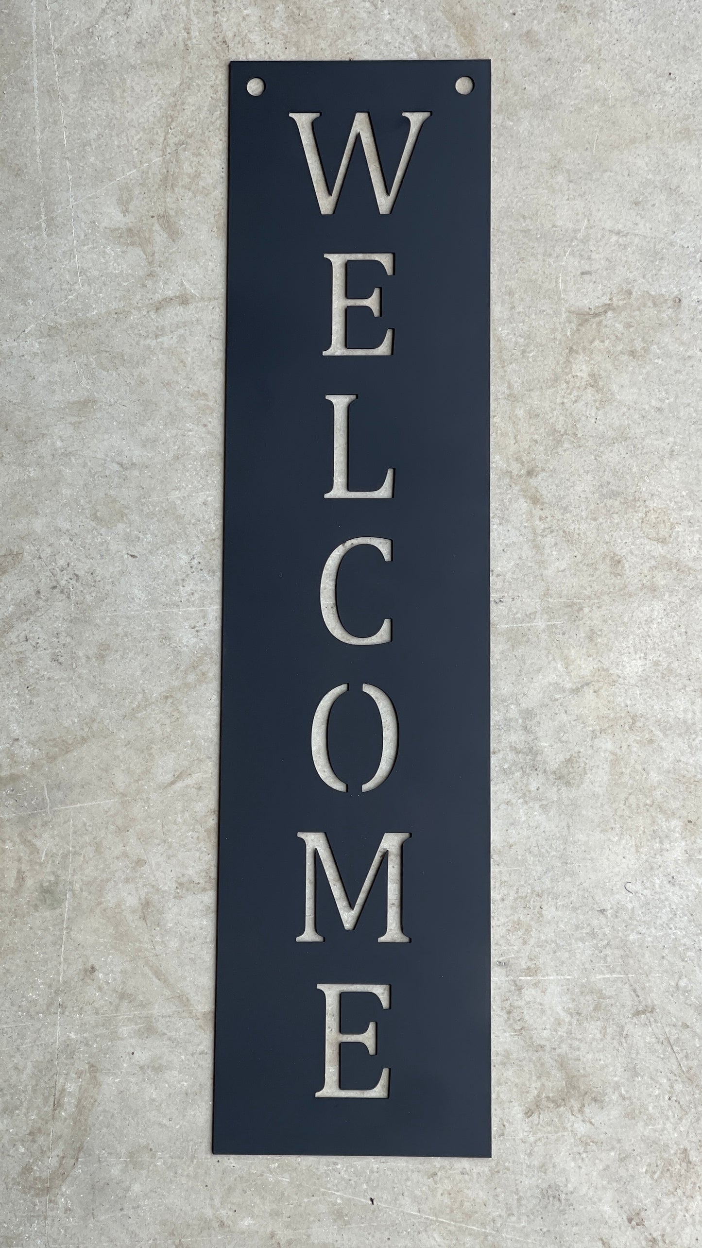Black Welcome Sign
