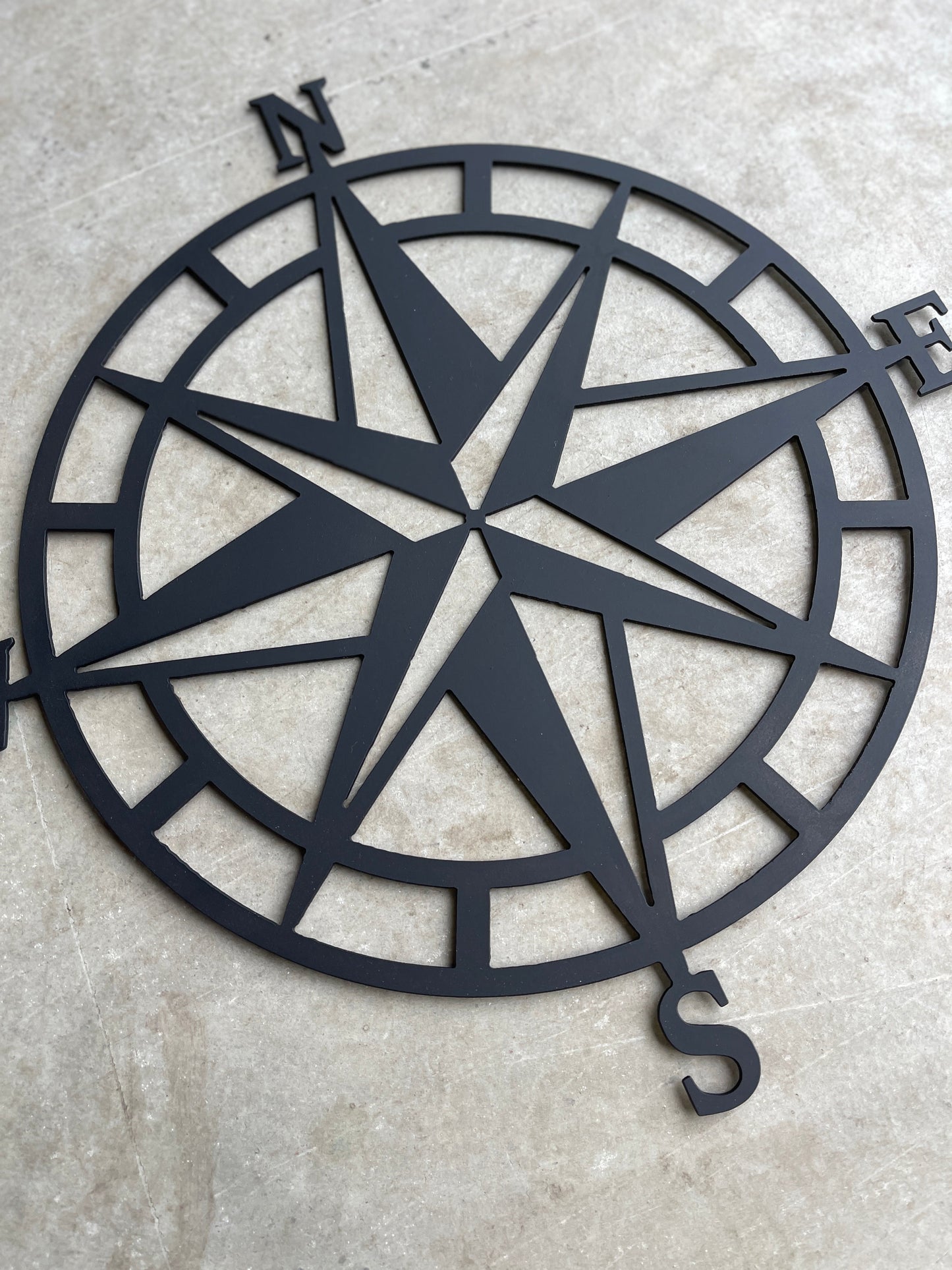 Metal Compass Sign - Black