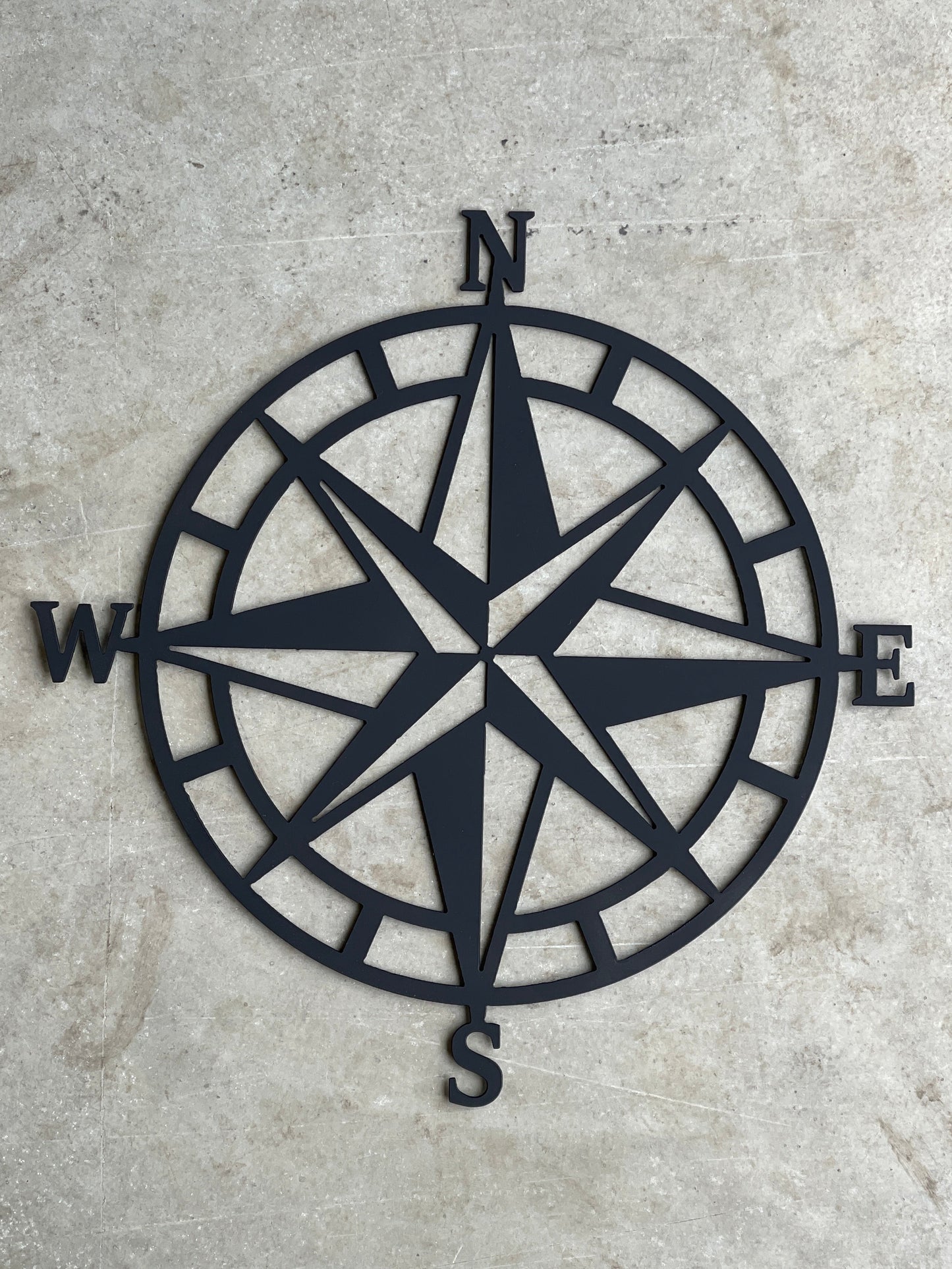 Metal Compass Sign - Black