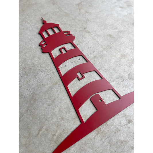Lighthouse Décor Metal – Coastal Nautical Accent for Home or Garden, Rustic Steel Wall Hanging