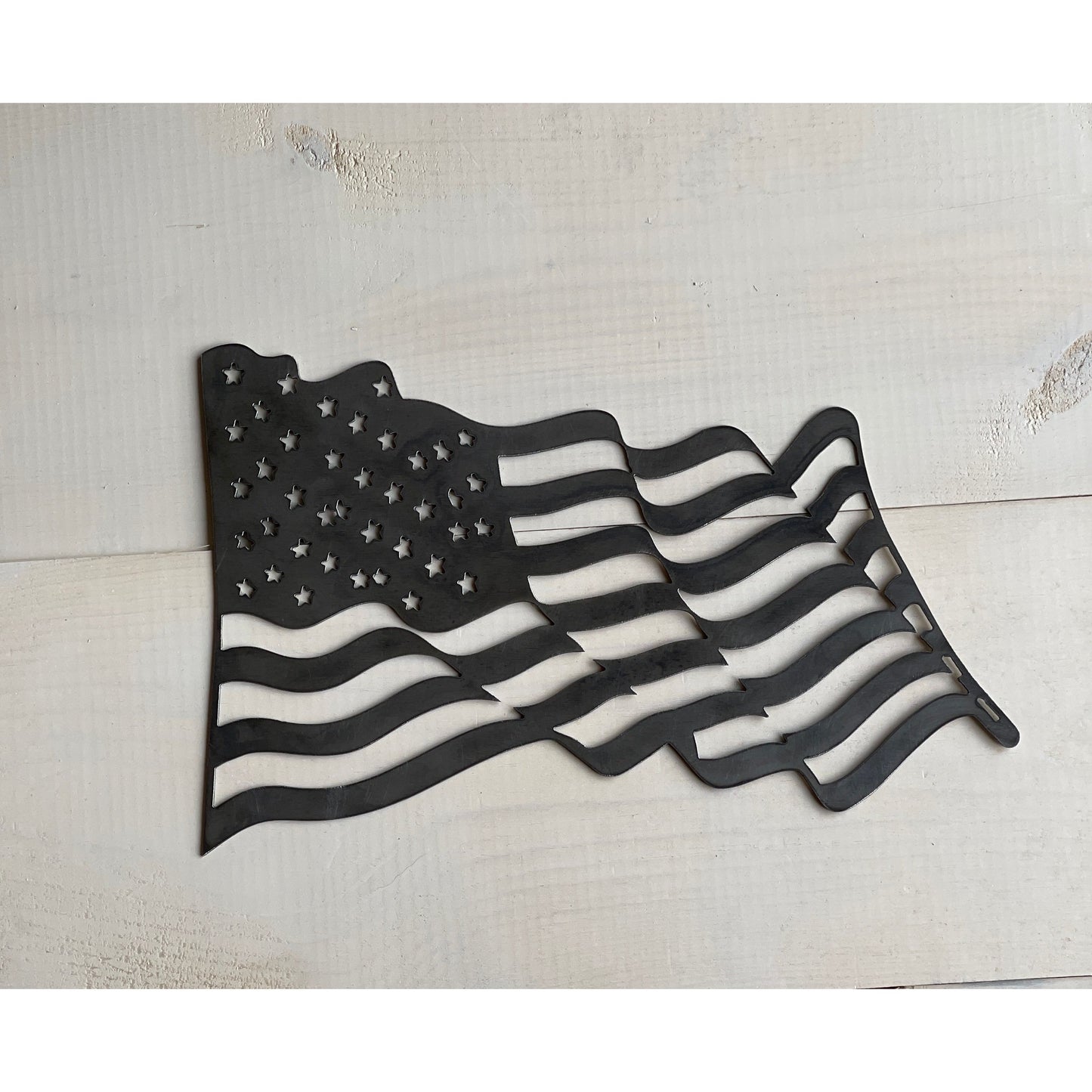 Waving Metal American Flag Wall Art – Home or Outdoor Decor 16"x25"