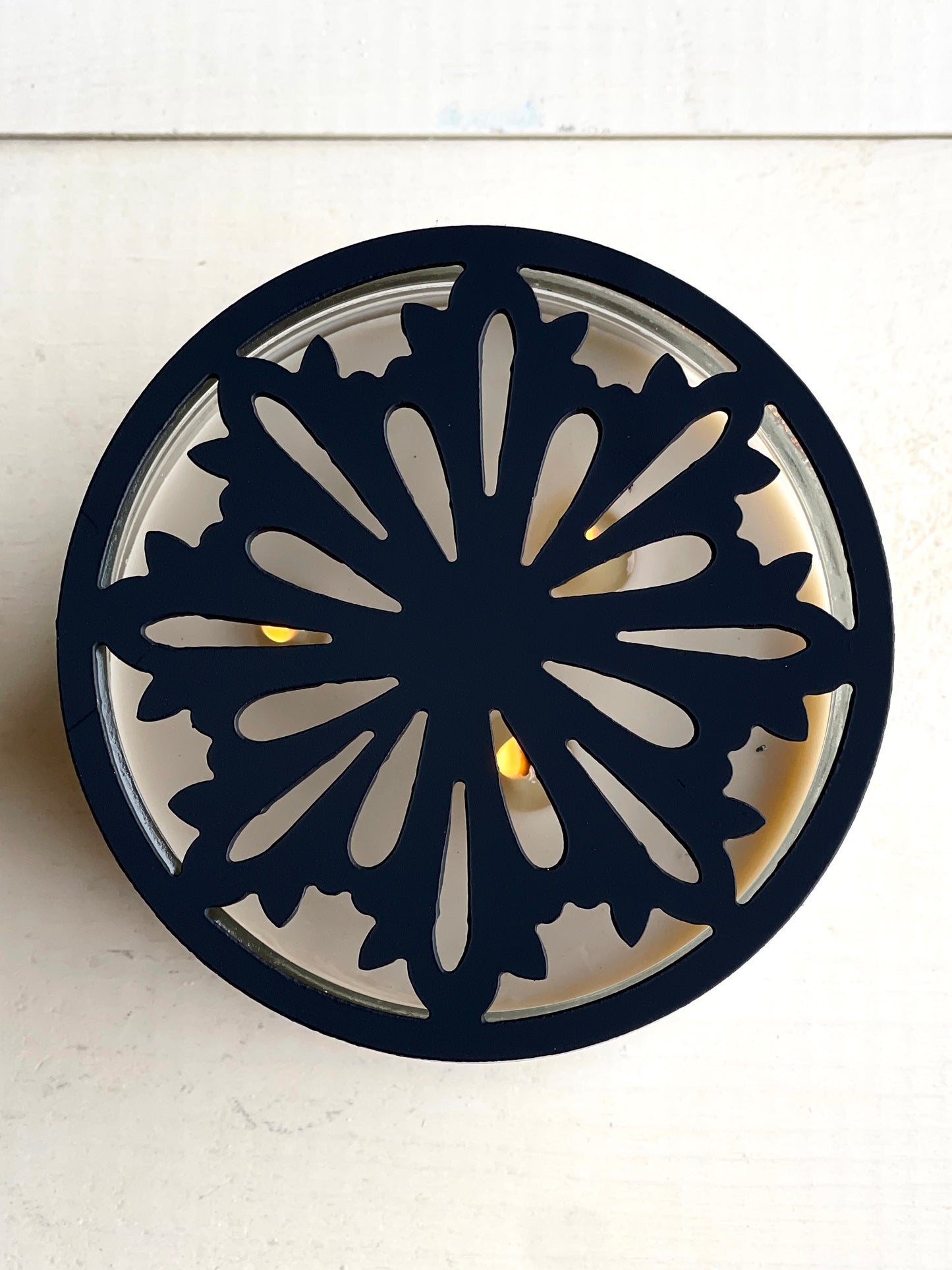 Snowflake Metal Candle Topper - black - 4"