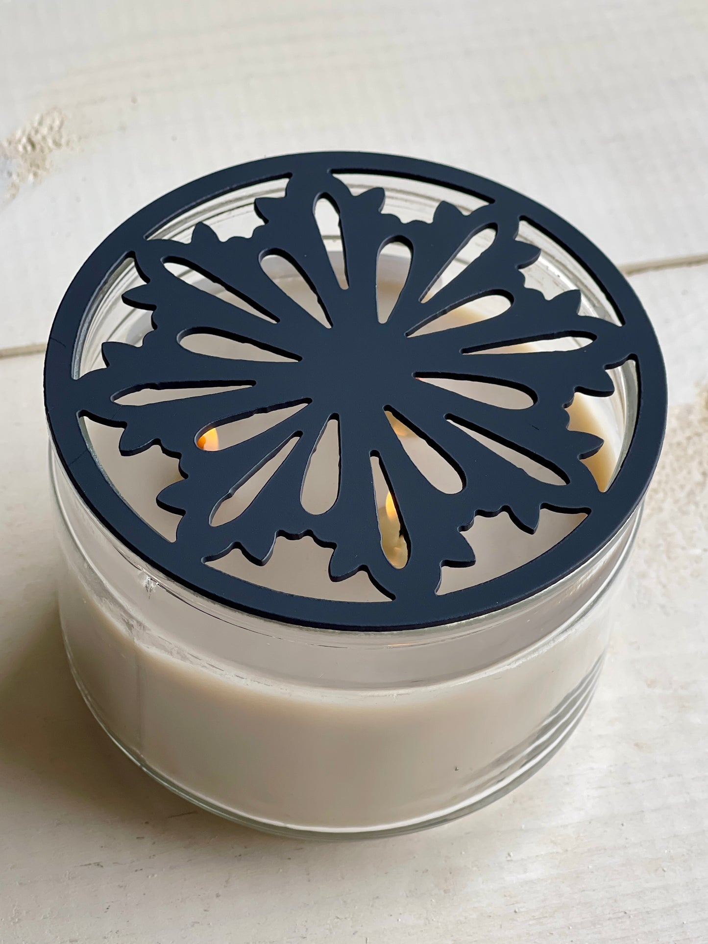 Snowflake Metal Candle Topper - black - 4"
