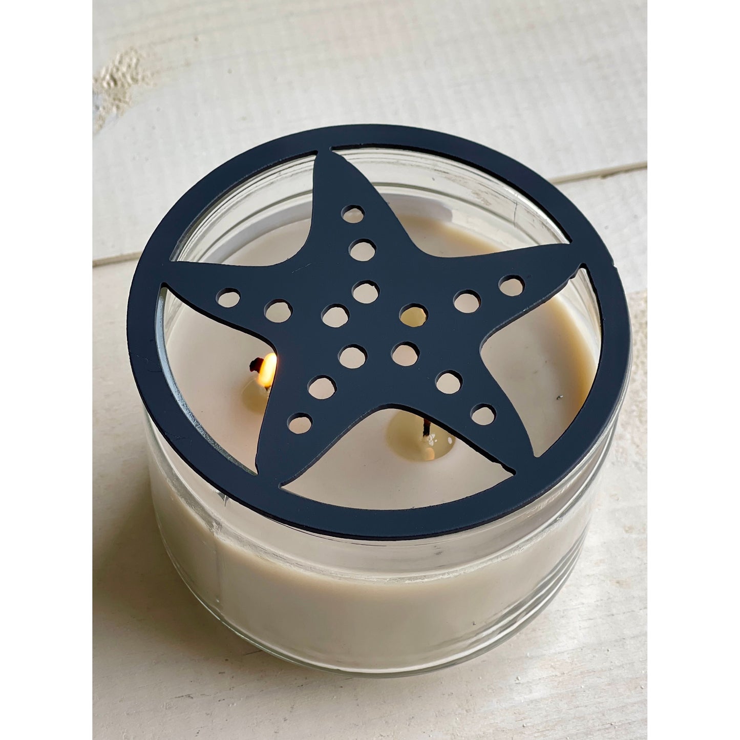 Starfish Metal Candle Topper – Coastal Jar Candle Lid-Beachy