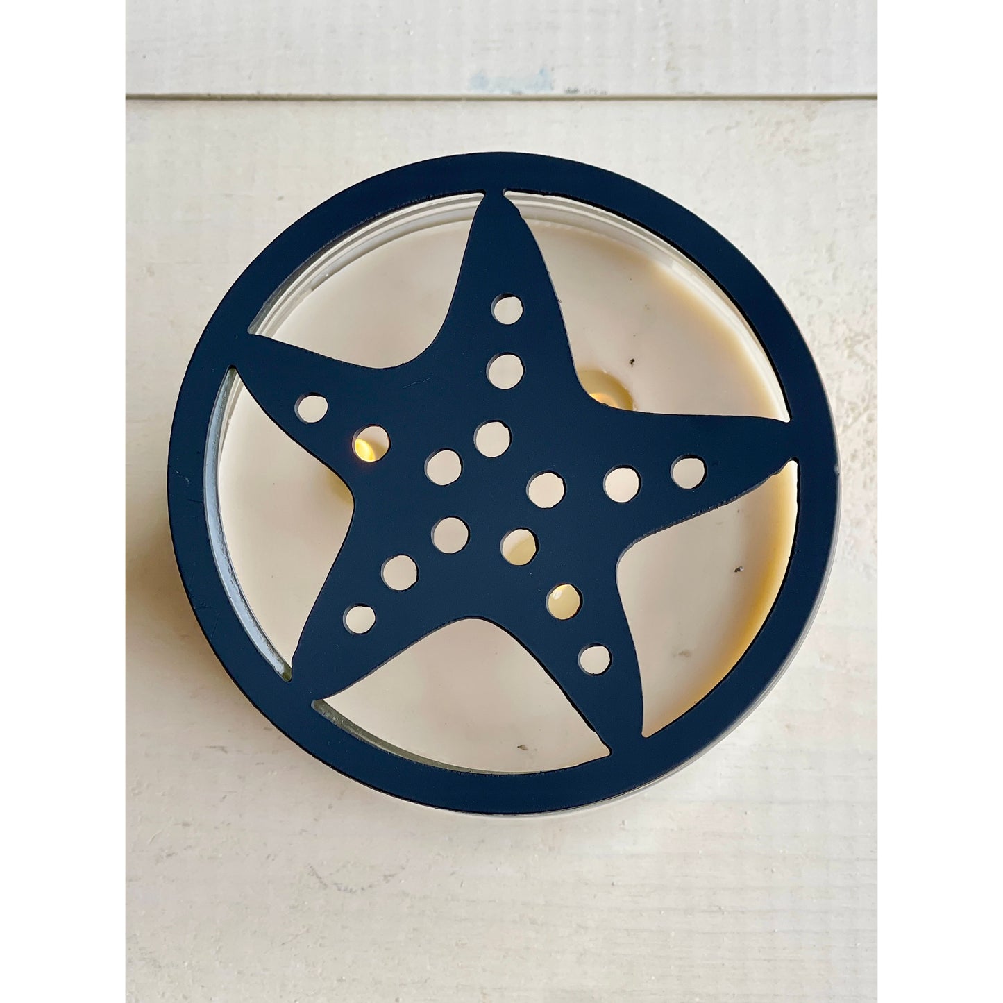Starfish Metal Candle Topper – Coastal Jar Candle Lid-Beachy