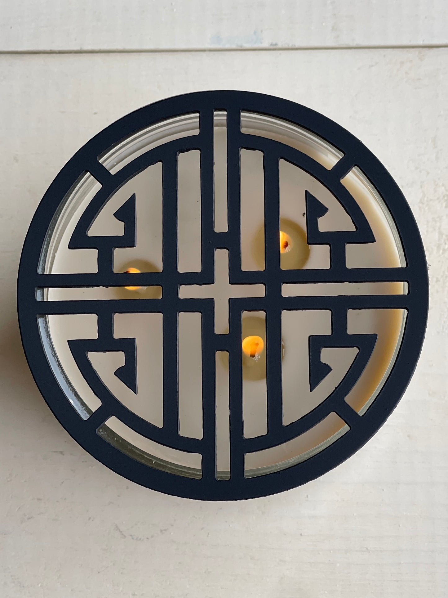 Midnight Lotus Metal Candle Topper - black - 4"