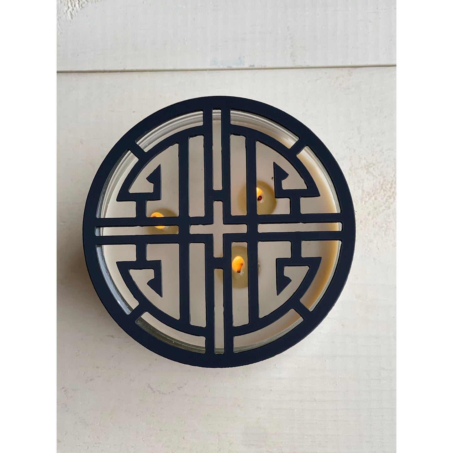 Midnight Lotus Candle Topper – Geometric Metal Jar Candle Lid