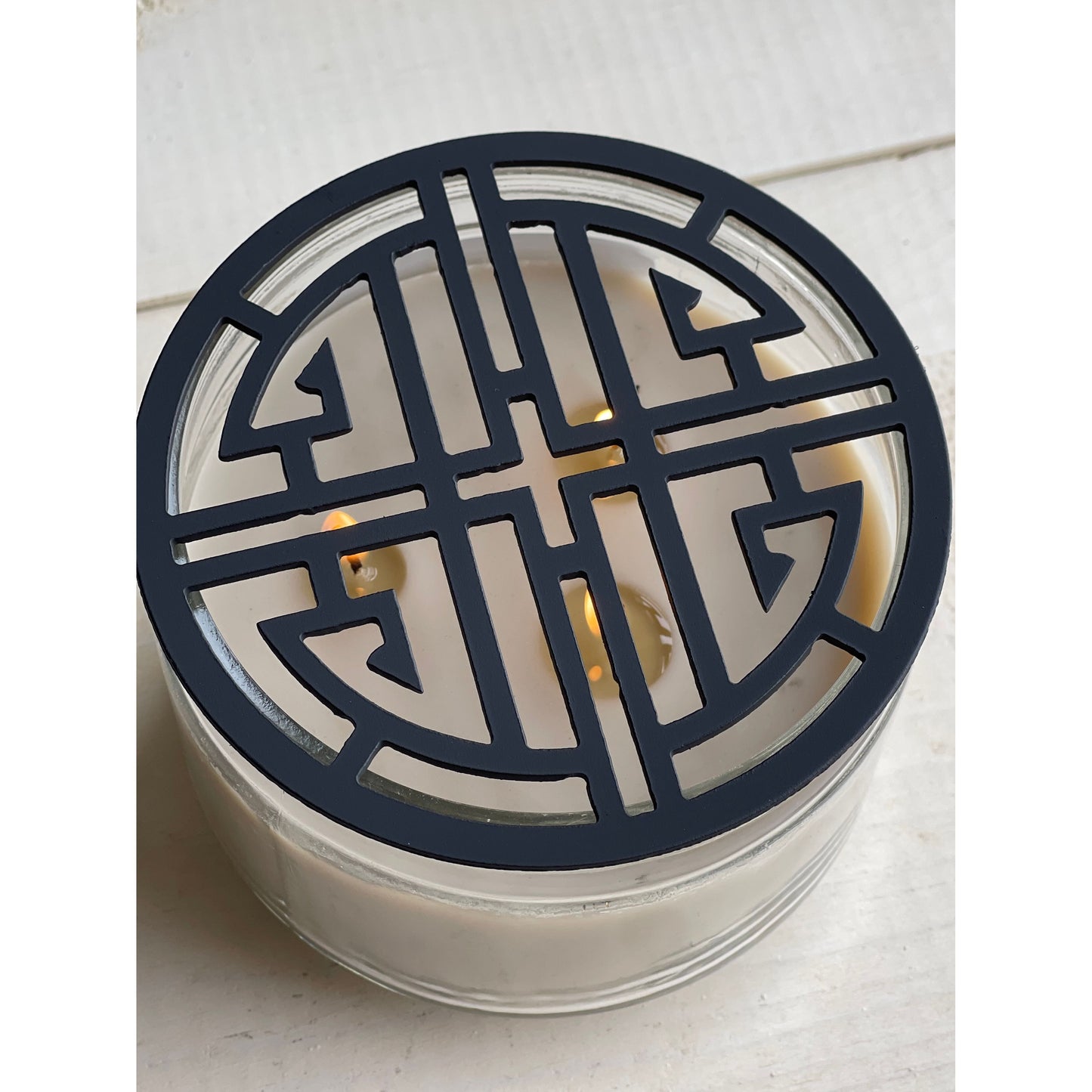 Midnight Lotus Candle Topper – Geometric Jar Candle Lid, Yankee Jar Candles