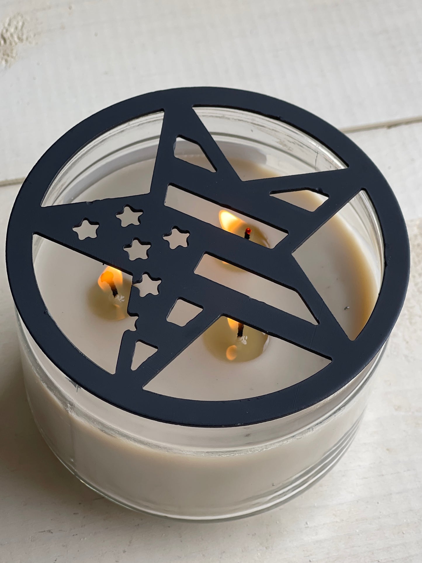Star Flag Metal Candle Topper - black - 4"