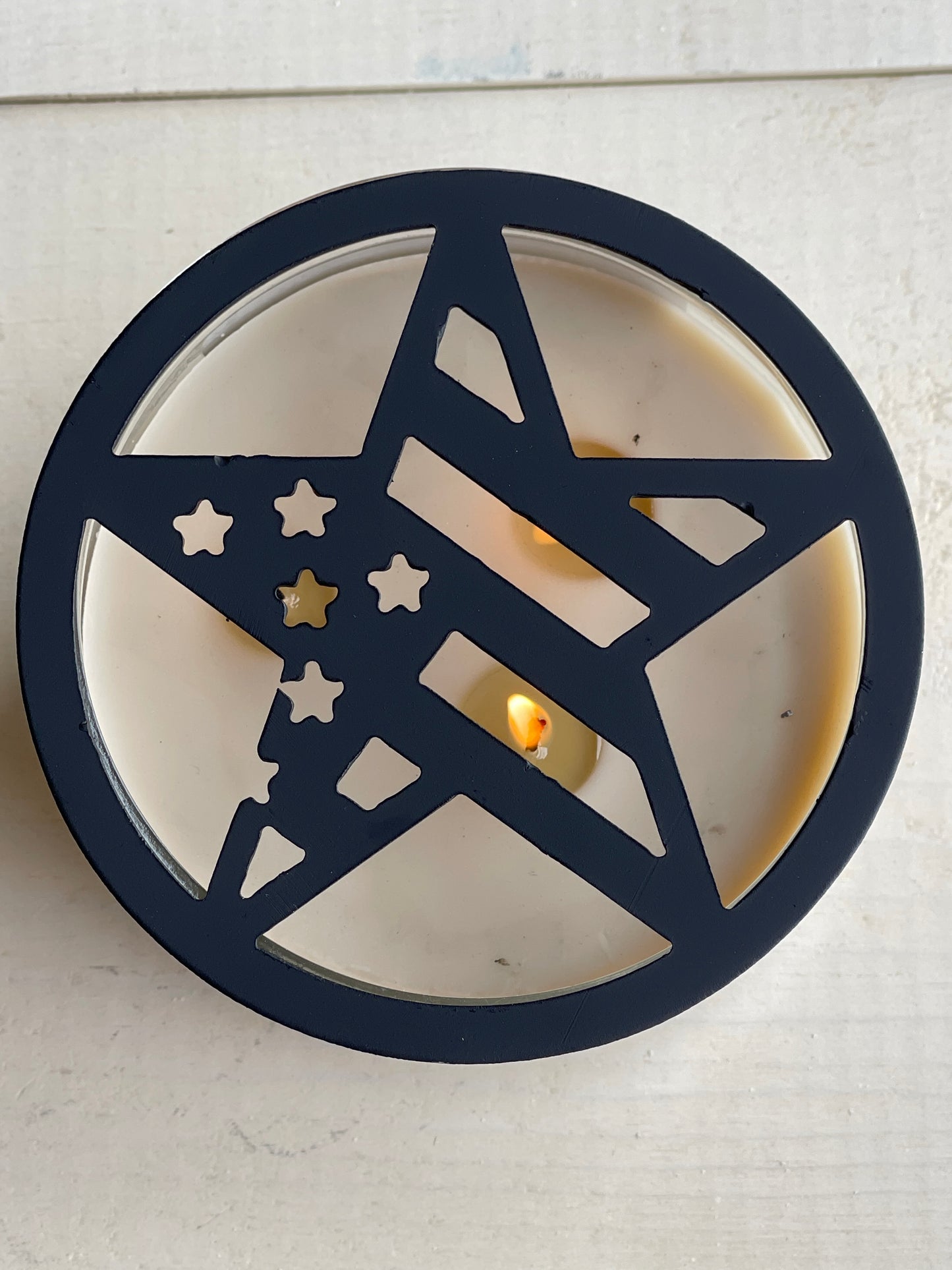Star Flag Metal Candle Topper - black - 4"