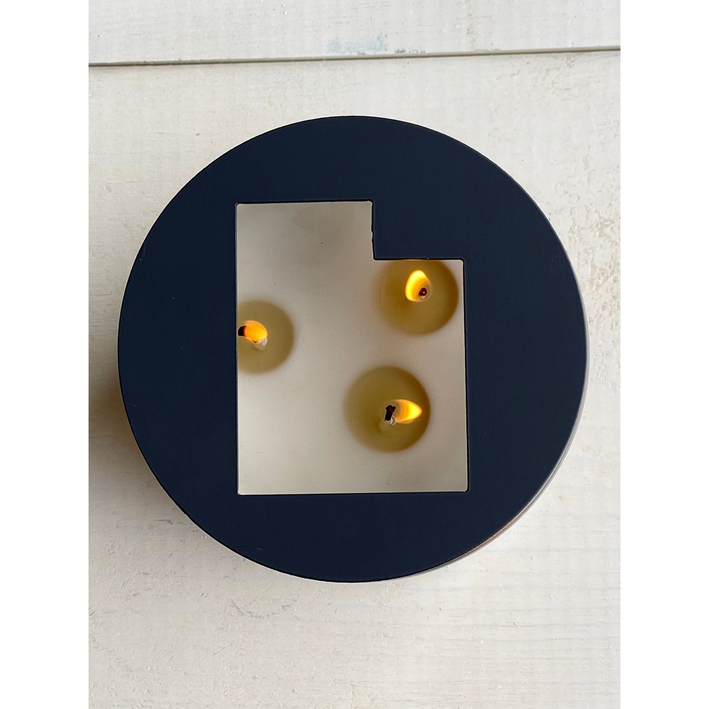 State-Shaped Metal Candle Topper – Decorative Jar Candle Lid